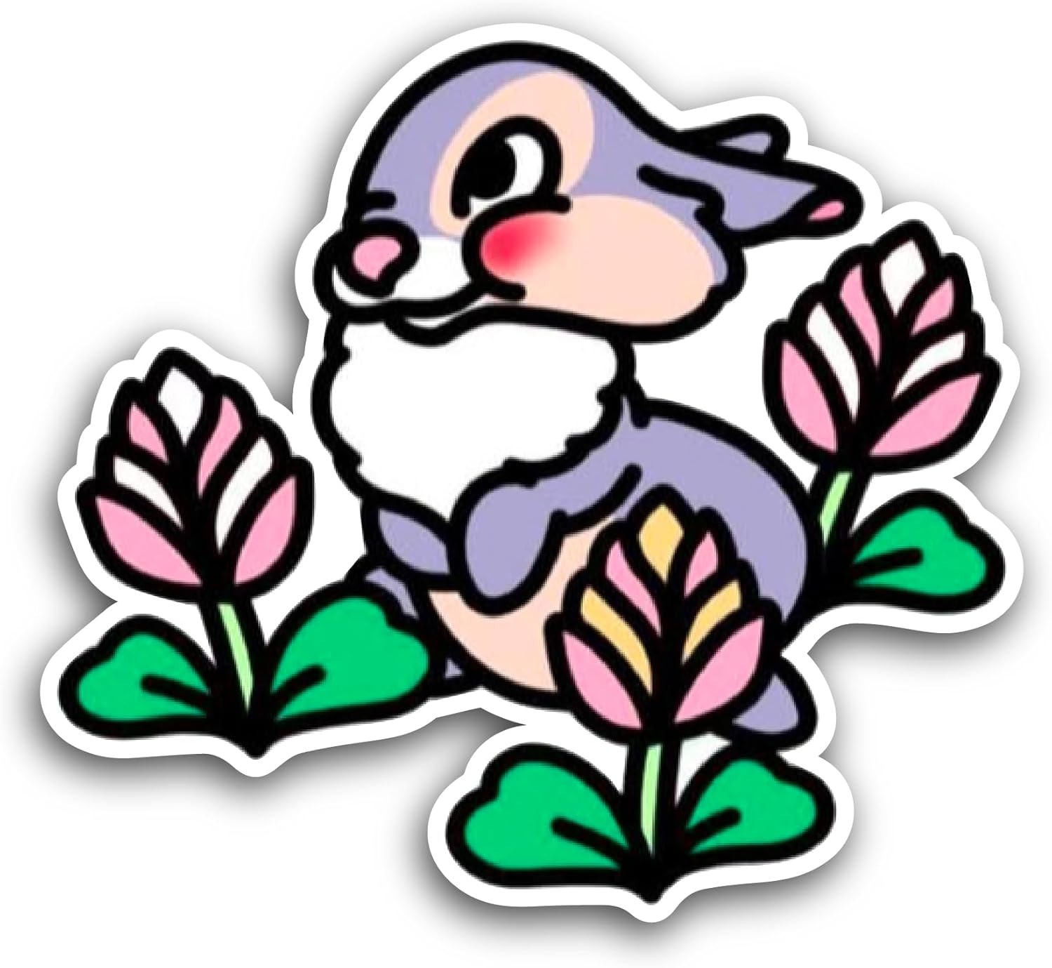 2 (Pieces) 3" and 5" Cartoon Grey Rabbit Sticker, Waterproof Vinyl Decals for Many Purpose Like Cars, Trucks, Laptops, Phones, Windows and More