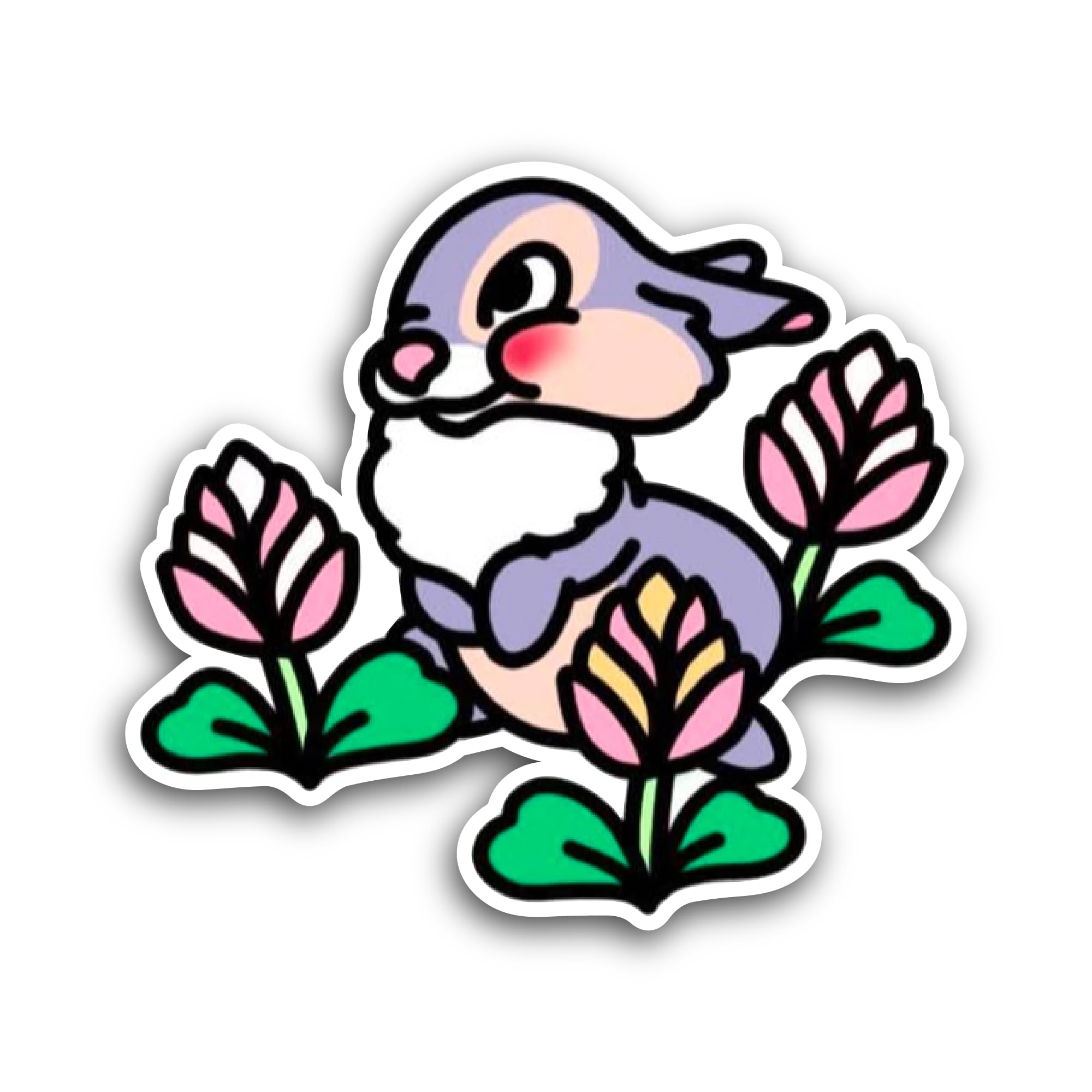 2 (Pieces) 3" and 5" Cartoon Grey Rabbit Sticker, Waterproof Vinyl Decals for Many Purpose Like Cars