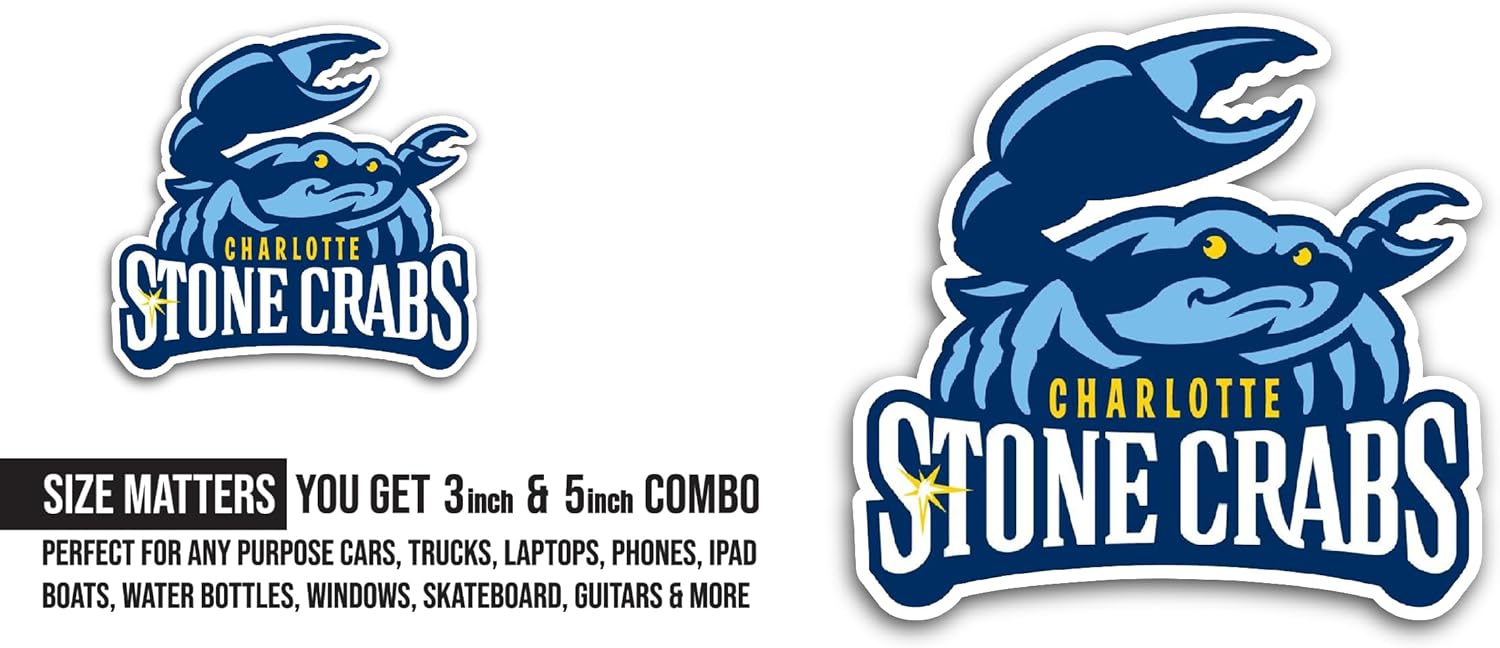 2 (Pieces) 3" and 5" Charl0tte Stone Crabs Sticker, Waterproof Vinyl Decals for Many Purpose Like Cars, Trucks, Laptops, Phones, Windows and More