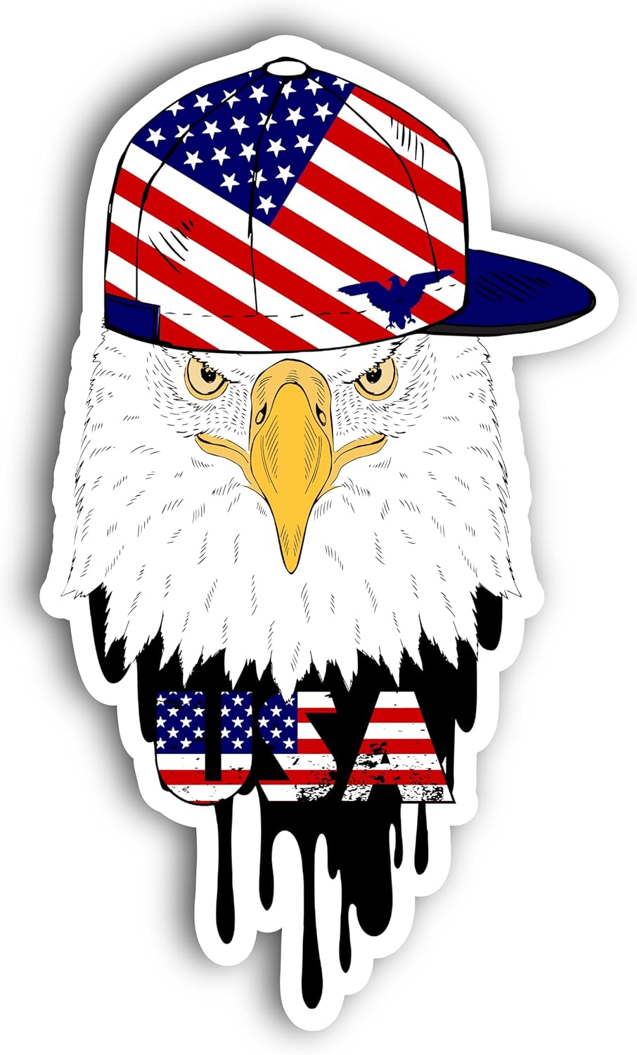 2 (Pieces) 3" and 5" Eagle with American Cap Decal Sticker, Waterproof Vinyl Decals for Many Purpose Like Cars, Trucks, Laptops, Phones, Windows and More