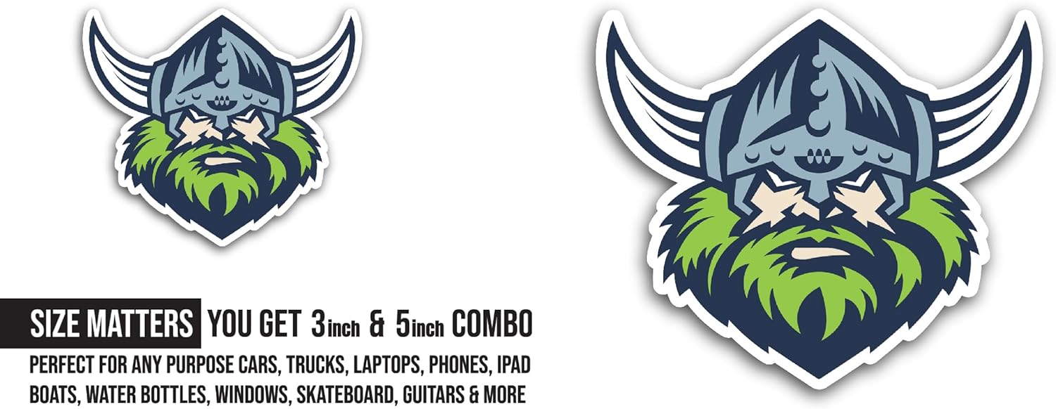 2 (Pieces) 3" and 5" Canberra Raiders Sticker, Waterproof Vinyl Decals for Many Purpose Like Cars, Trucks, Laptops, Phones, Windows and More