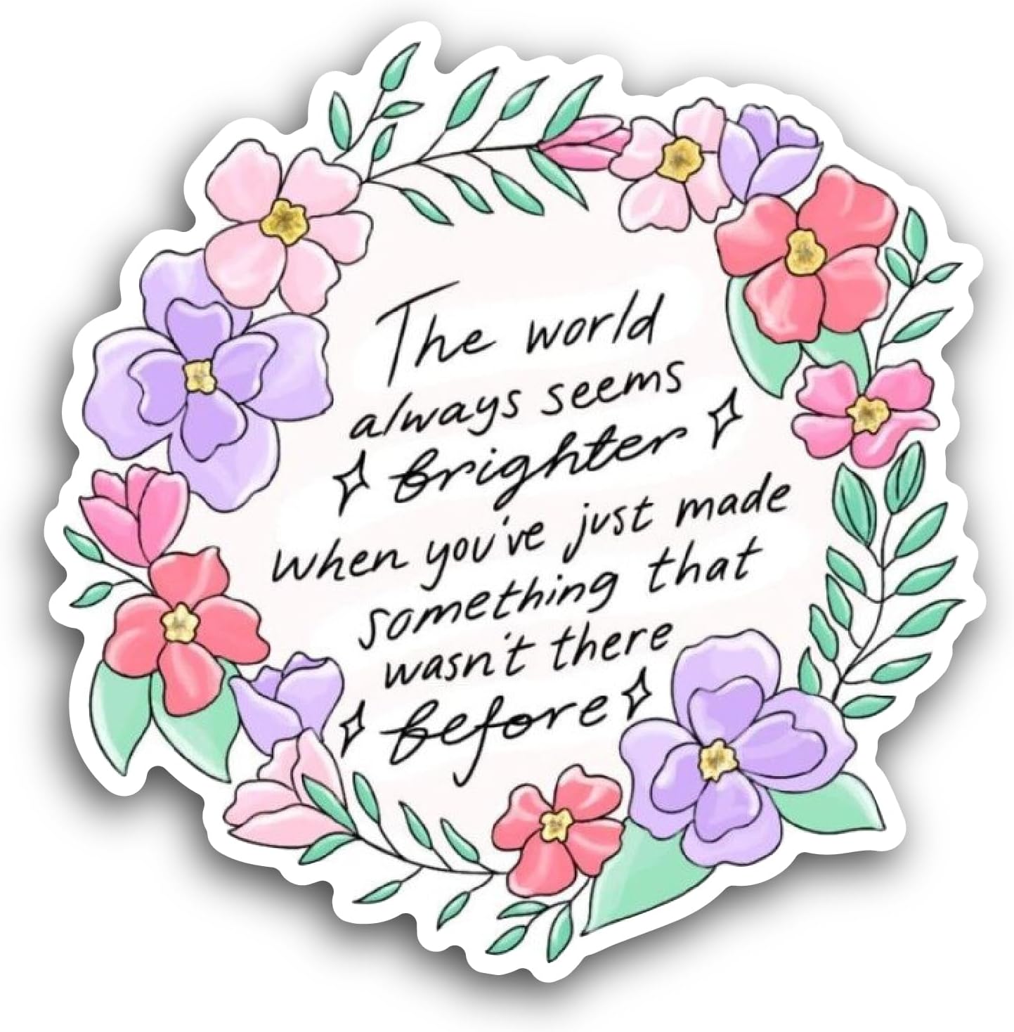 2 (Pieces) 3" and 5" The World Always Seems Brighter Text Sticker, Waterproof Vinyl Decals for Many Purpose Like Cars, Trucks, Laptops, Phones, Windows and More