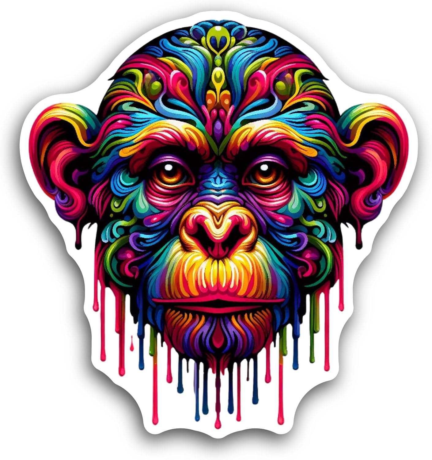 2 (Pieces) 3" and 5" Colorful Monkey Sticker, Waterproof Vinyl Decals for Many Purpose Like Cars, Trucks, Laptops, Phones, Windows and More