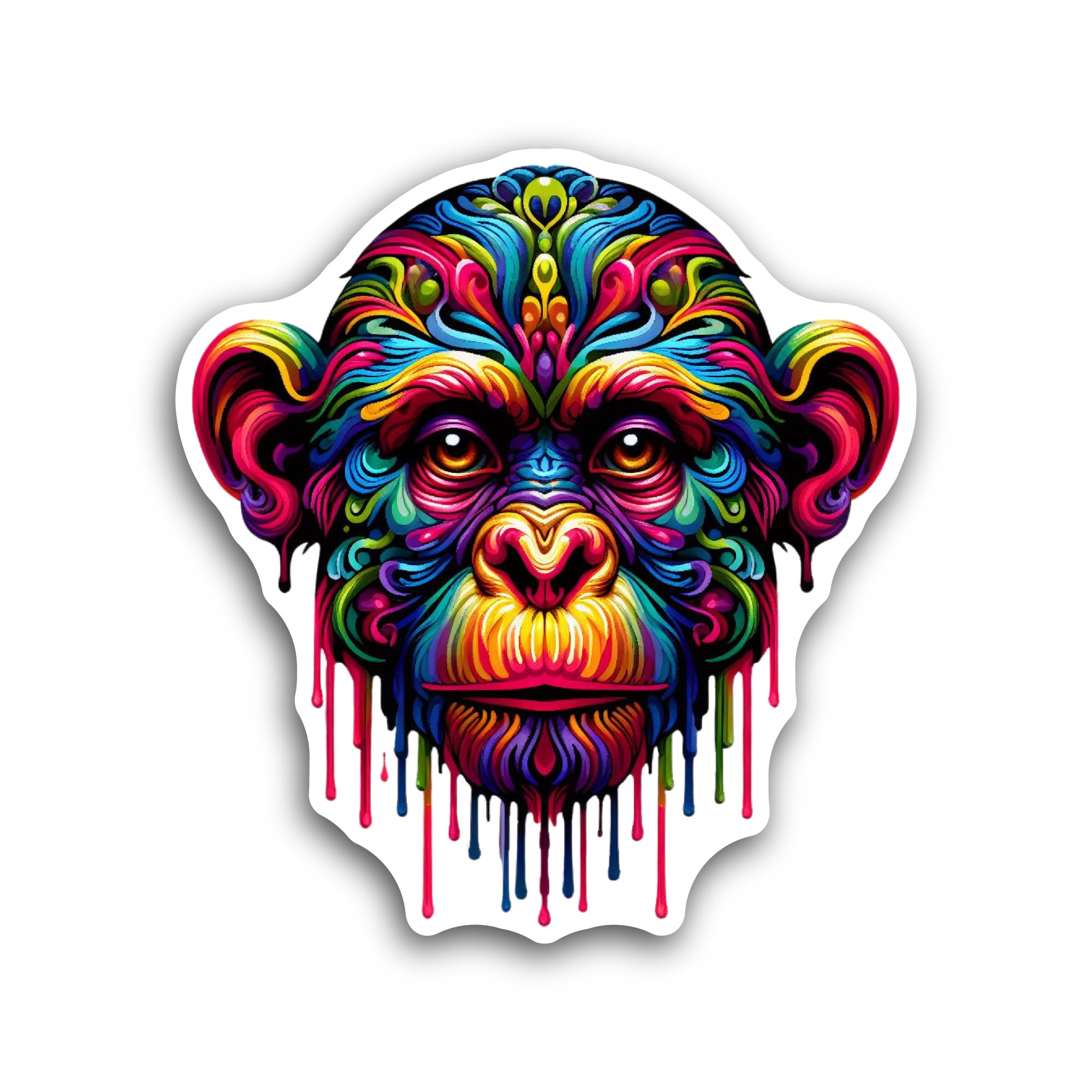 2 (Pieces) 3" and 5" Colorful Monkey Sticker, Waterproof Vinyl Decals for Many Purpose Like Cars, Tr