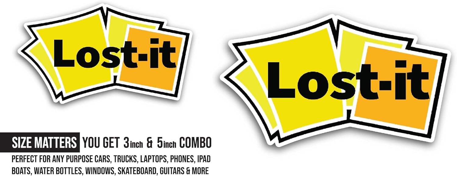 2 (Pieces) 3" and 5" Lost It Sticker, Waterproof Vinyl Decals for Many Purpose Like Cars, Trucks, Laptops, Phones, Windows and More