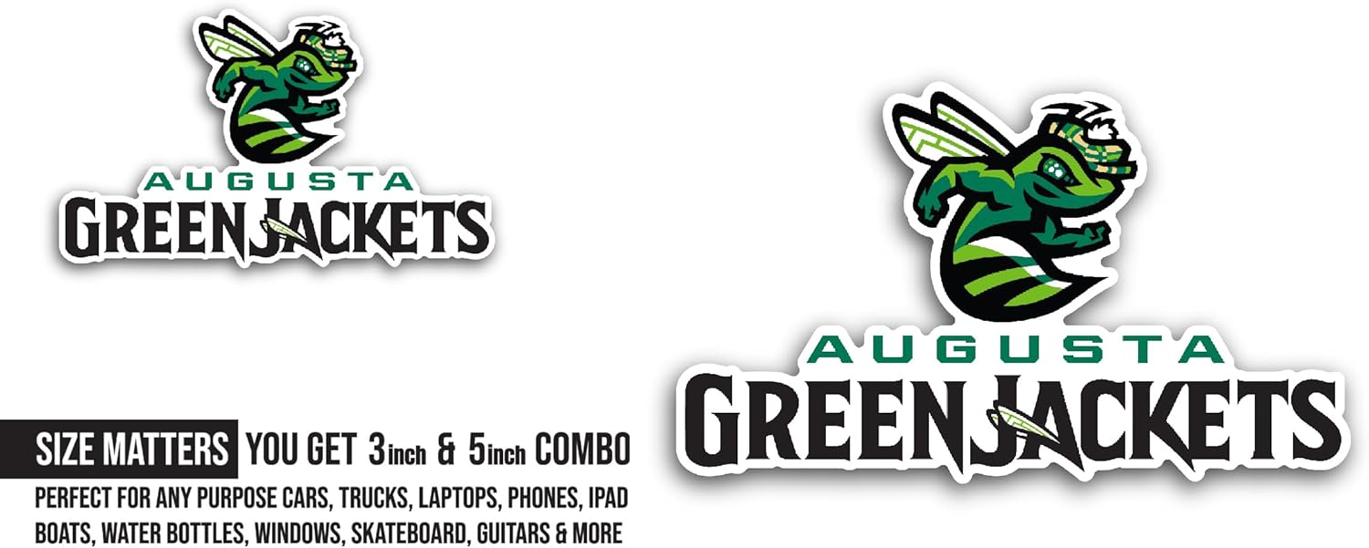 2 (Pieces) 3" and 5" Augusta Gr33nJackets Sticker, Waterproof Vinyl Decals for Many Purpose Like Cars, Trucks, Laptops, Phones, Windows and More