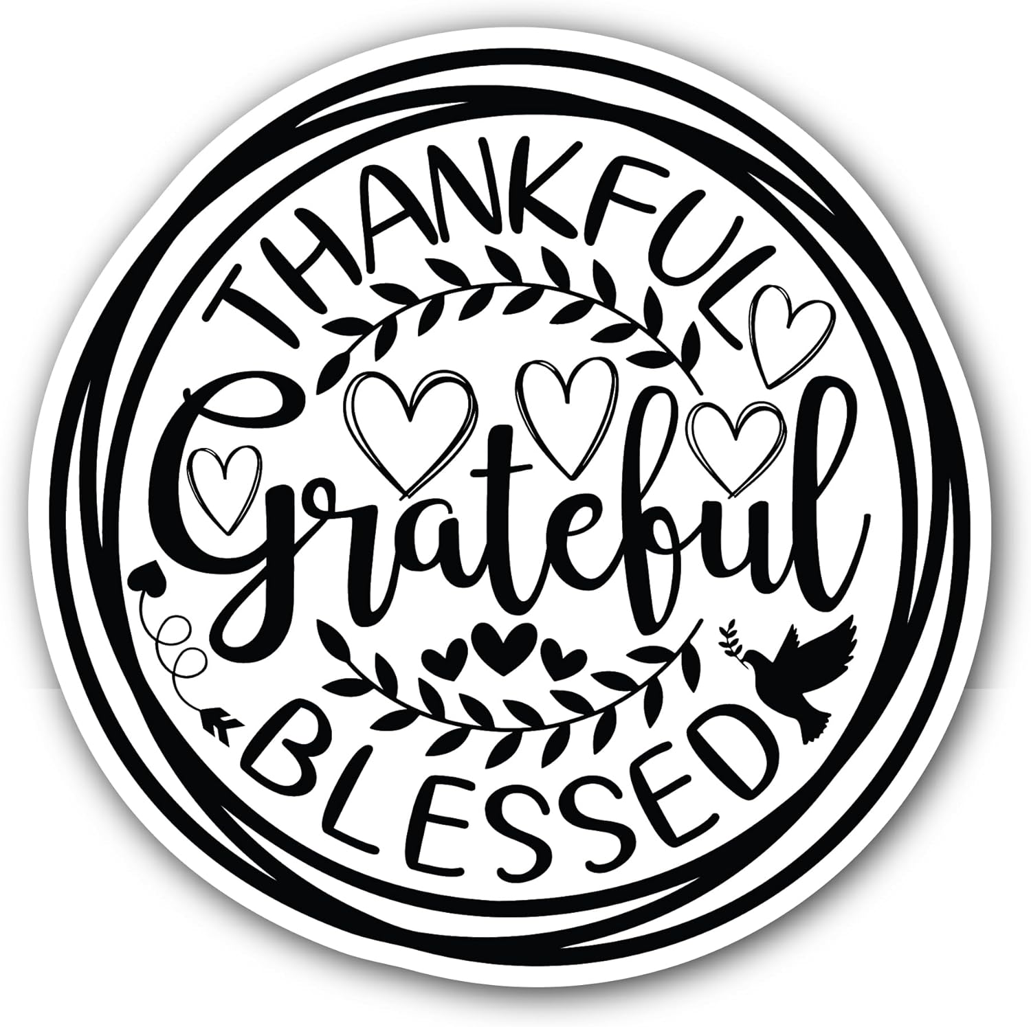 2 (Pieces) 3" and 5" Thankful Grateful Blessed Text Sticker, Waterproof Vinyl Decals for Many Purpose Like Cars, Trucks, Laptops, Phones, Windows and More
