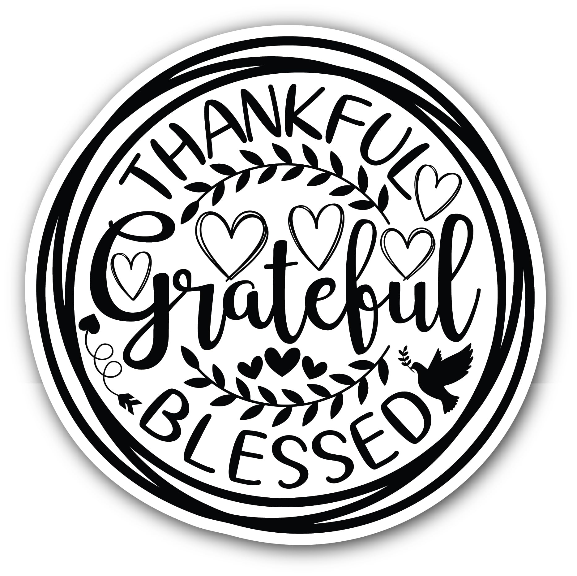 2 (Pieces) 3" and 5" Thankful Grateful Blessed Text Sticker, Waterproof Vinyl Decals for Many Purpos