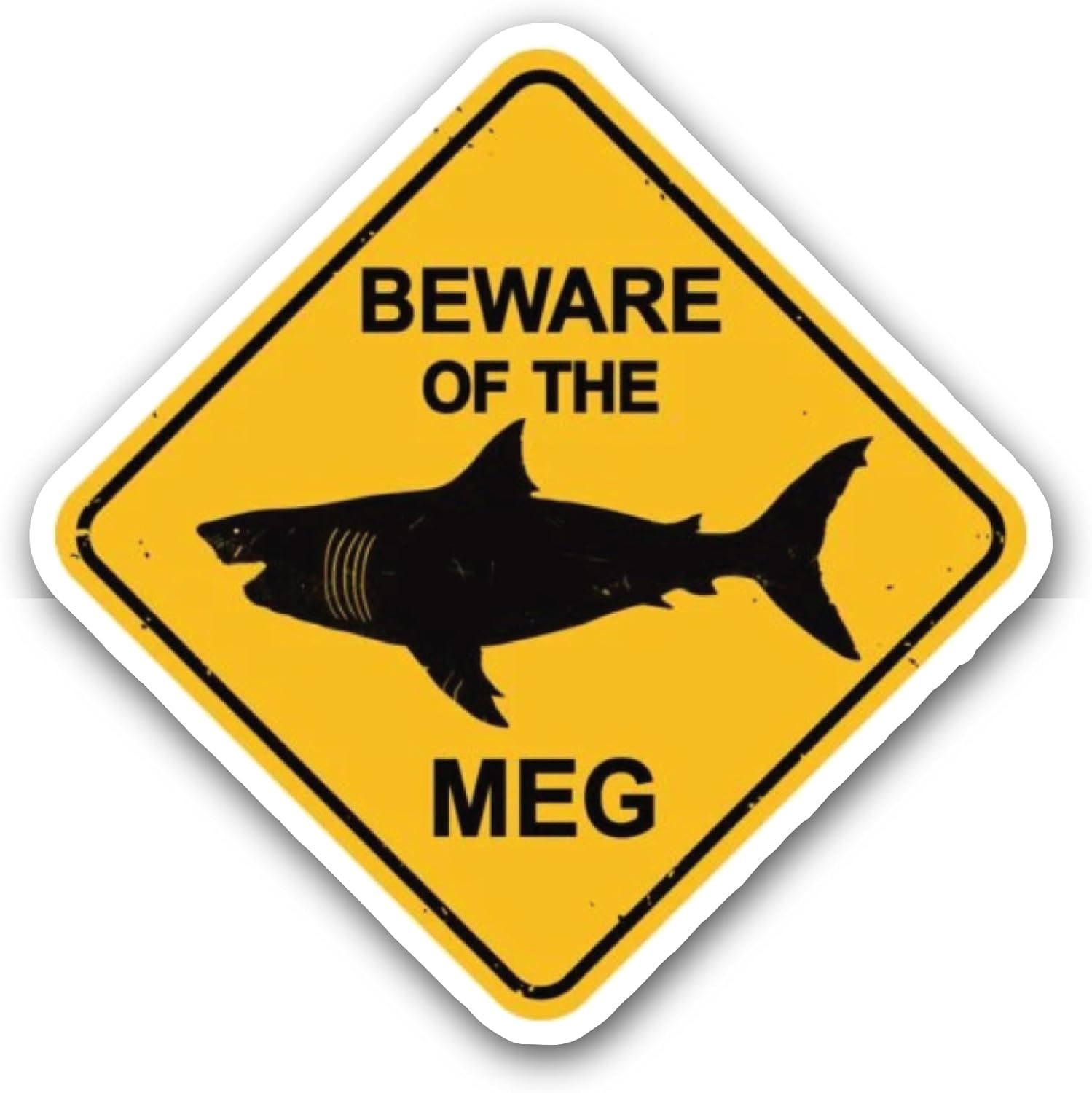 2 (Pieces) 3" and 5" Beware of The Meg Sticker, Waterproof Vinyl Decals for Many Purpose Like Cars, Trucks, Laptops, Phones, Windows and More