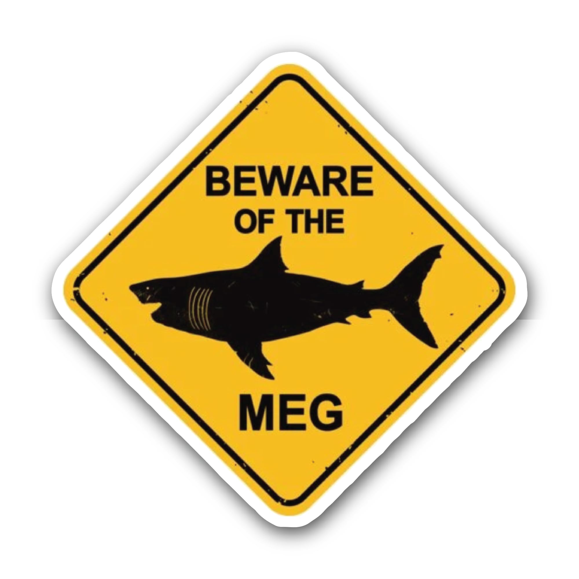 2 (Pieces) 3" and 5" Beware of The Meg Sticker, Waterproof Vinyl Decals for Many Purpose Like Cars, 