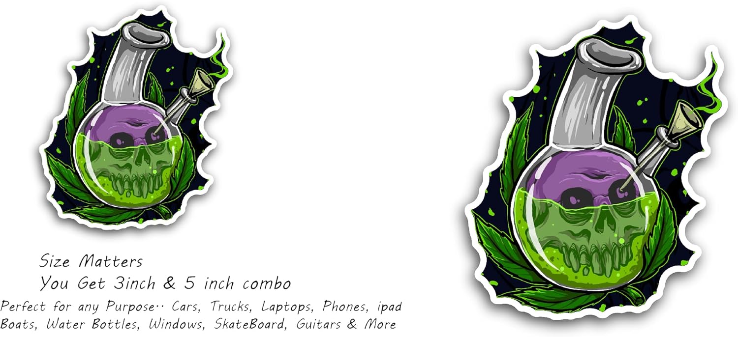 2 (Pieces) 3" and 5" Deadly Poison Sticker, Waterproof Vinyl Decals for Many Purpose Like Cars, Trucks, Laptops, Phones, Windows and More