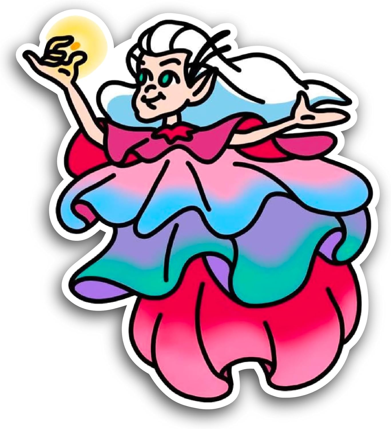 2 (Pieces) 3" and 5" Cartoon Fairy Sticker, Waterproof Vinyl Decals for Many Purpose Like Cars, Trucks, Laptops, Phones, Windows and More