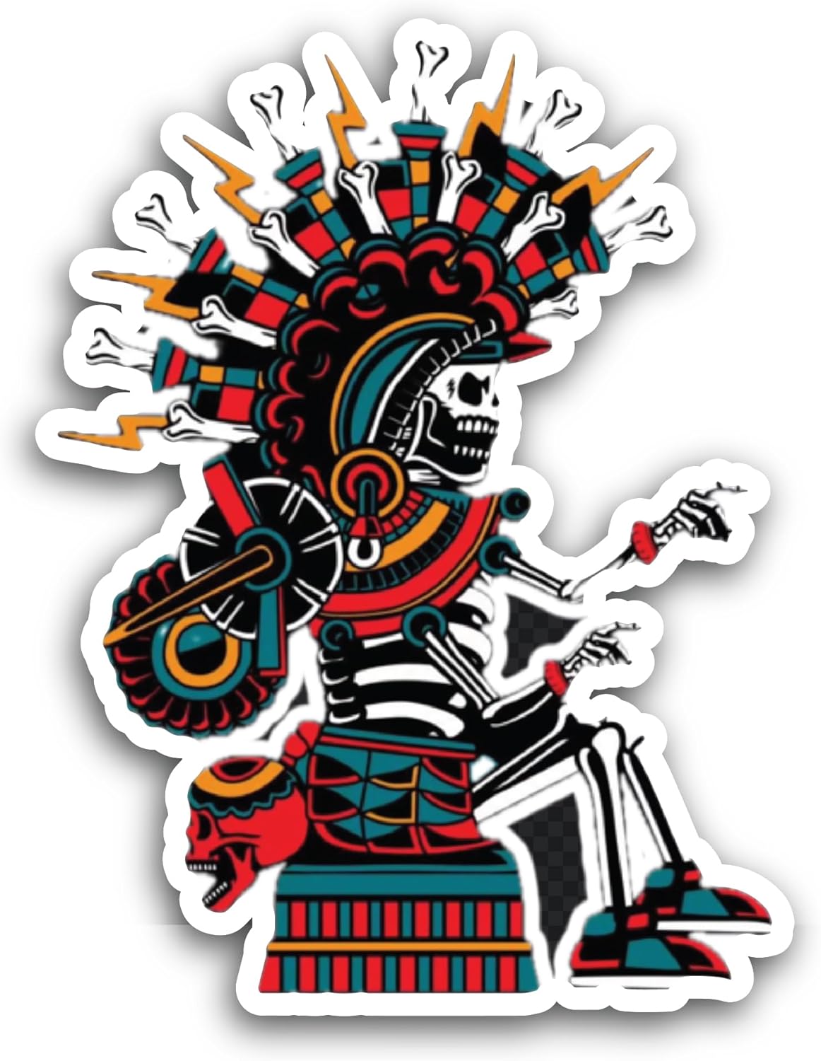 2 (Pieces) 3" and 5" Colorful Skeleton Sticker, Waterproof Vinyl Decals for Many Purpose Like Cars, Trucks, Laptops, Phones, Windows and More