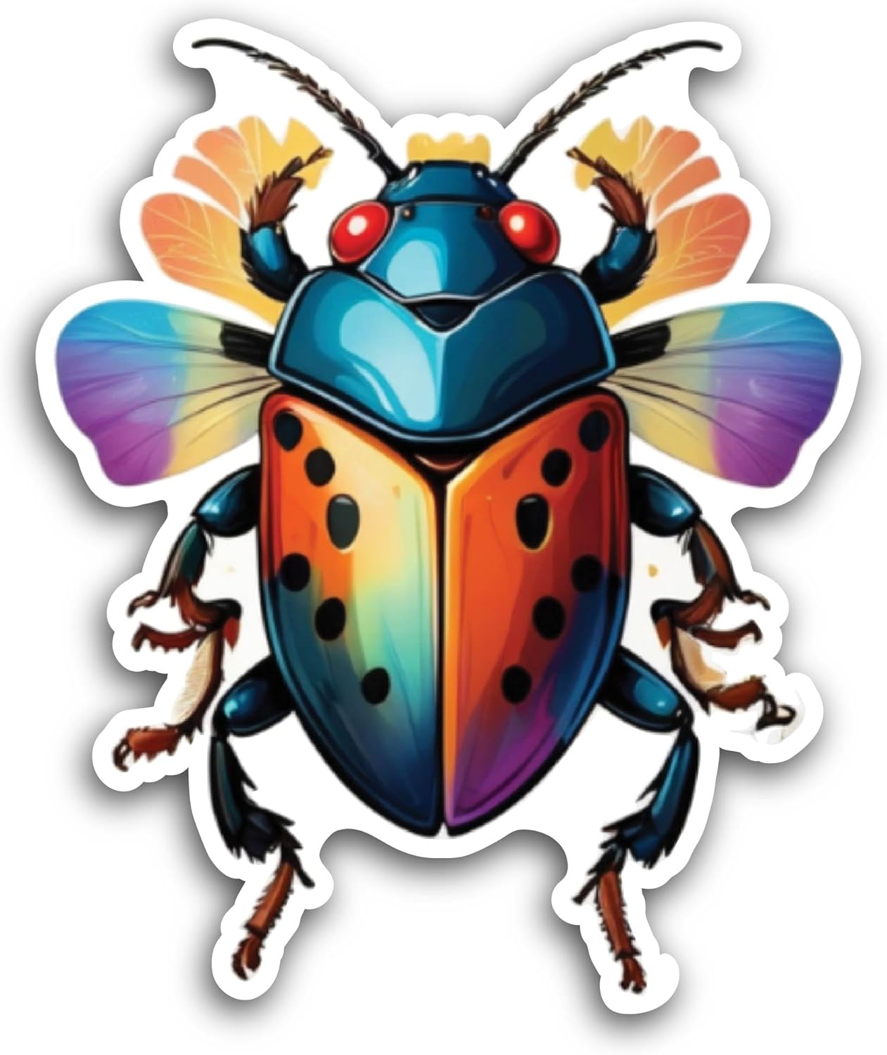 2 (Pieces) 3" and 5" Colorful Bug Sticker, Waterproof Vinyl Decals for Many Purpose Like Cars, Trucks, Laptops, Phones, Windows and More