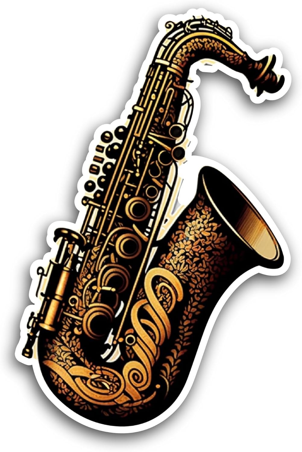 2 (Pieces) 3" and 5" Saxophone Sticker, Waterproof Vinyl Decals for Many Purpose Like Cars, Trucks, Laptops, Phones, Windows and More