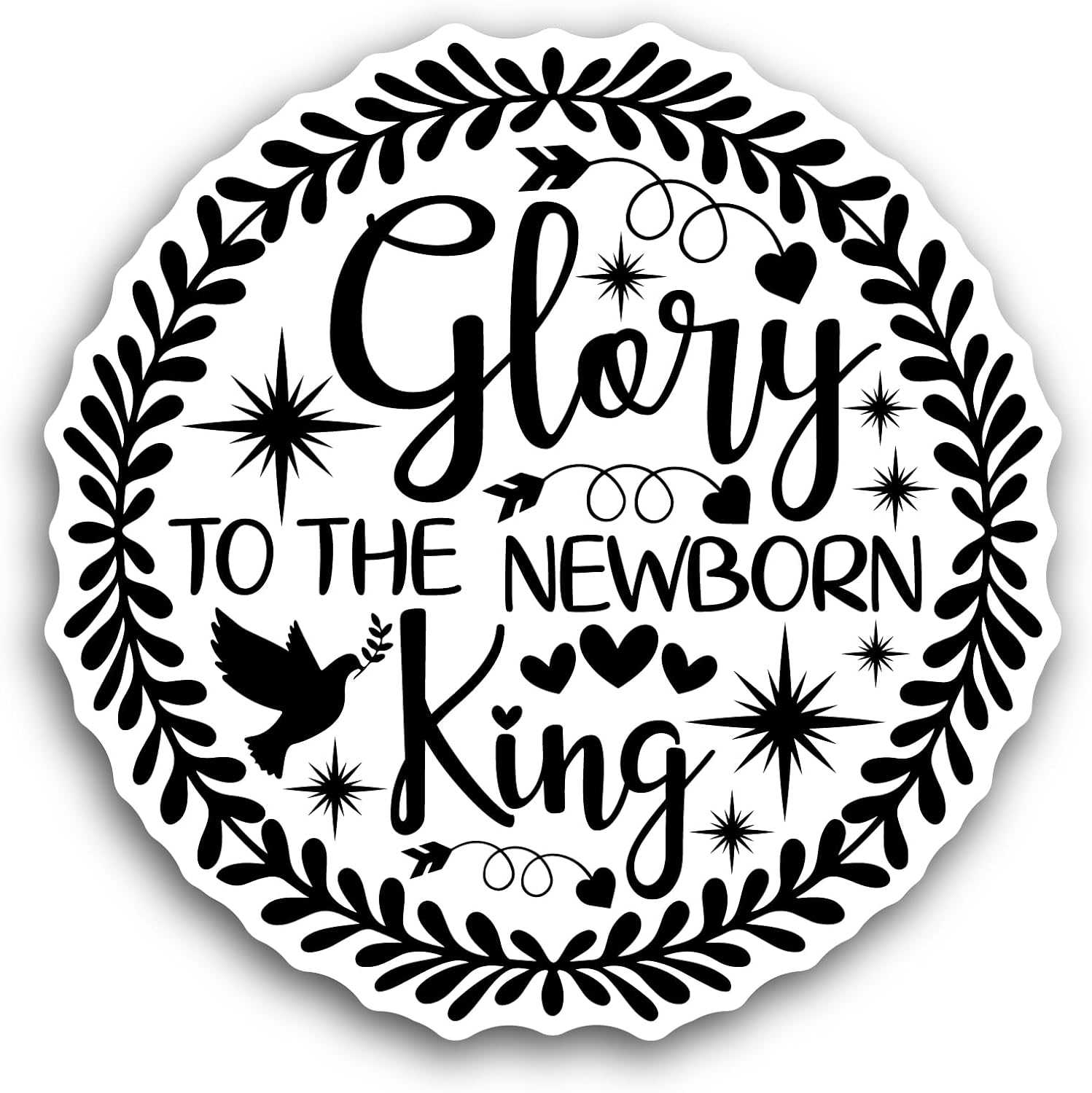 2 (Pieces) 3" and 5" Glory to The Newborn King Sticker, Waterproof Vinyl Decals for Many Purpose Like Cars, Trucks, Laptops, Phones, Windows and More