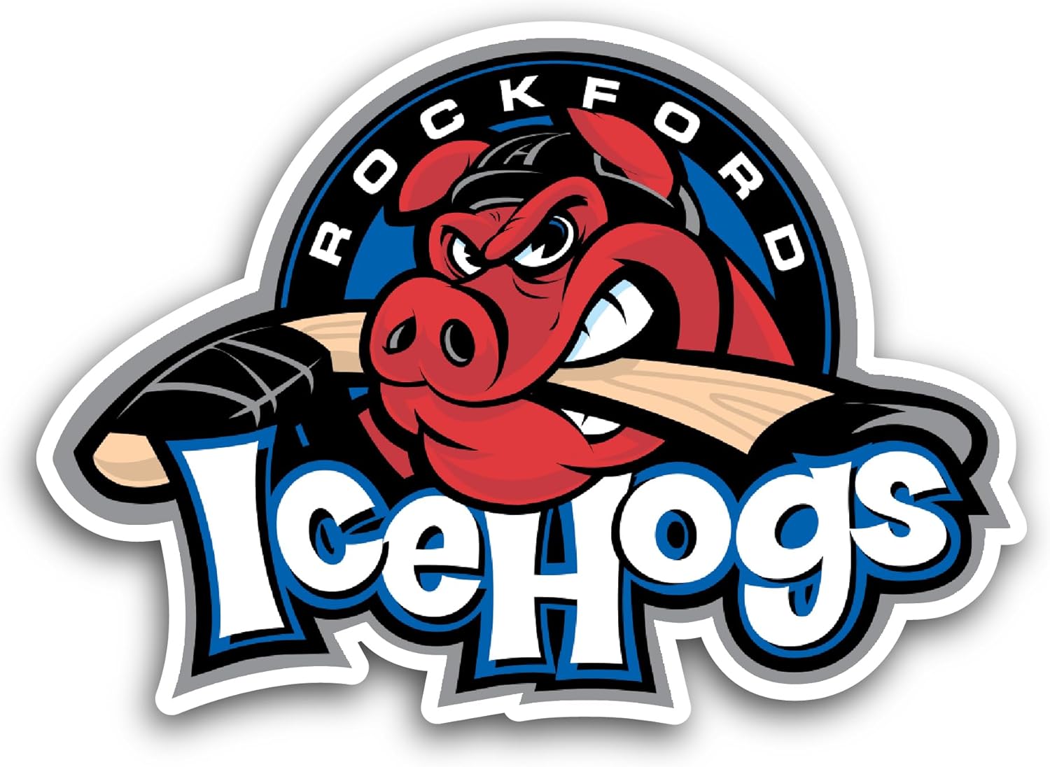 2 (Pieces) 3" and 5" R0ckford Icehogs Sticker, Waterproof Vinyl Decals for Many Purpose Like Cars, Trucks, Laptops, Phones, Windows and More