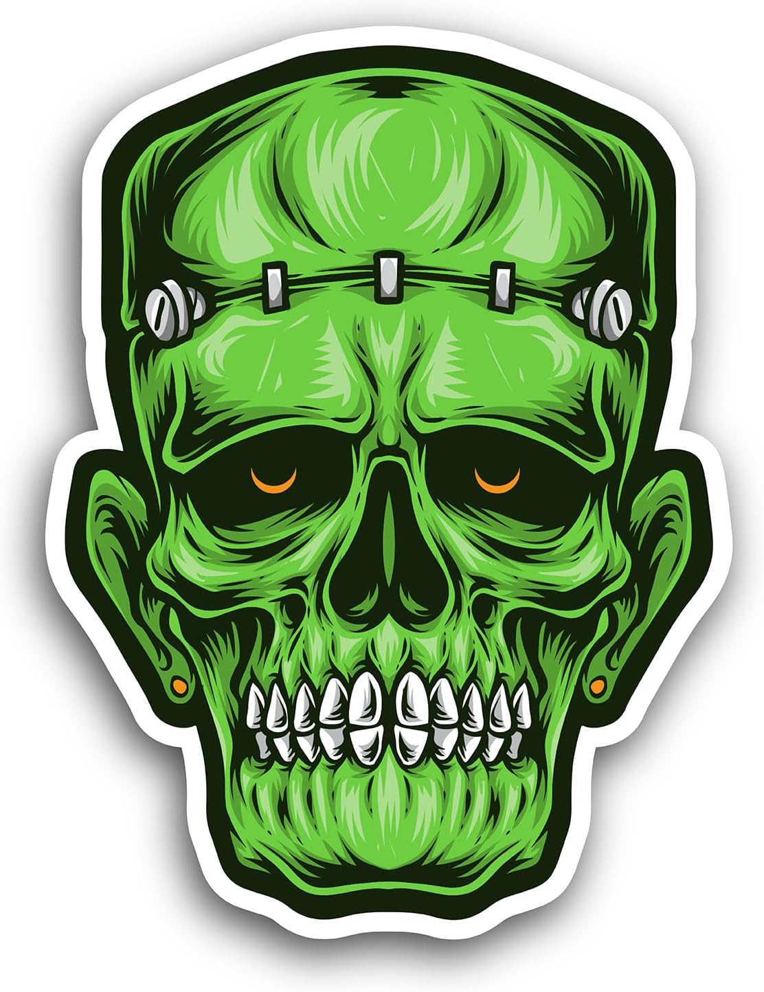 2 (Pieces) 3" and 5" Frankenstein SkullSticker, Waterproof Vinyl Decals for Many Purpose Like Cars, Trucks, Laptops, Phones, Windows and More