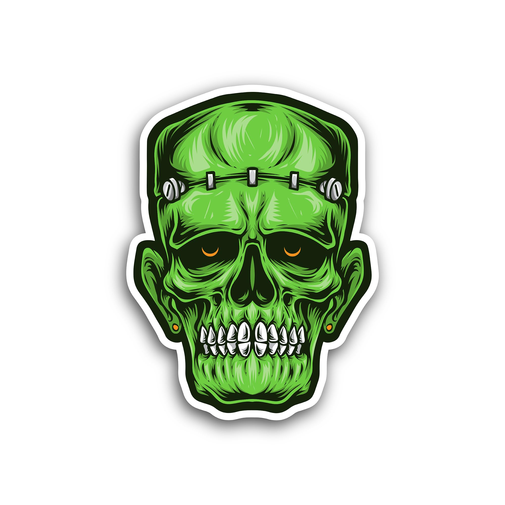 2 (Pieces) 3" and 5" Frankenstein SkullSticker, Waterproof Vinyl Decals for Many Purpose Like Cars, 