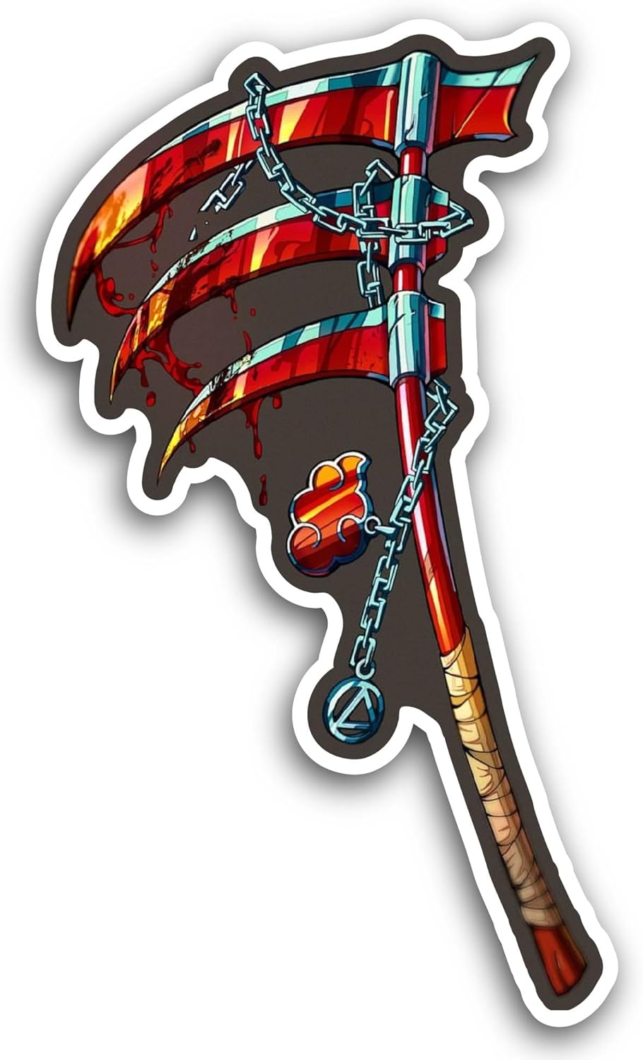 2 (Pieces) 3" and 5" Sword with Fire Sticker, Waterproof Vinyl Decals for Many Purpose Like Cars, Trucks, Laptops, Phones, Windows and More