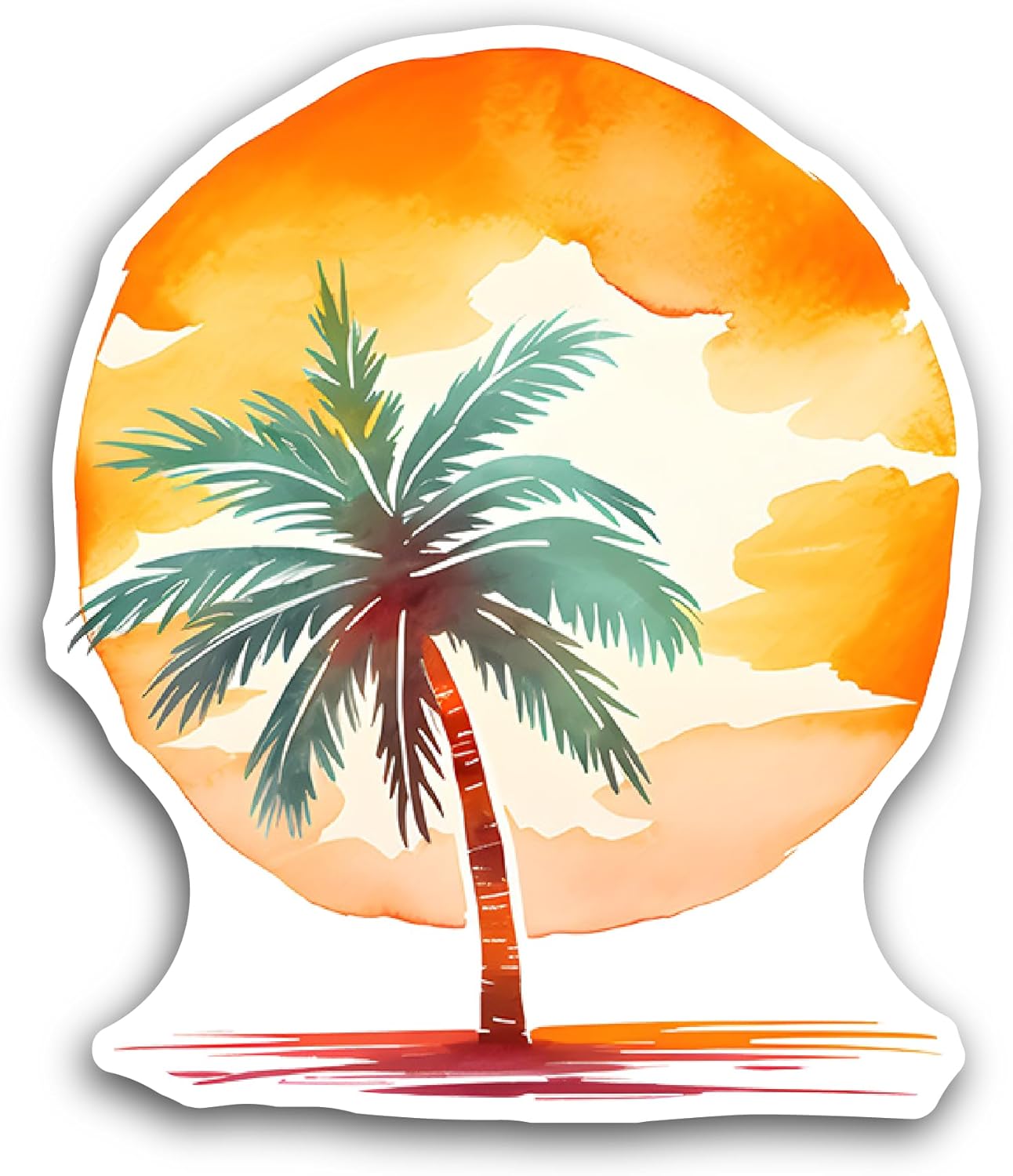 2 (Pieces) 3" and 5" Sunset and Palm Trees Sticker, Waterproof Vinyl Decals for Many Purpose Like Cars, Trucks, Laptops, Phones, Windows and More