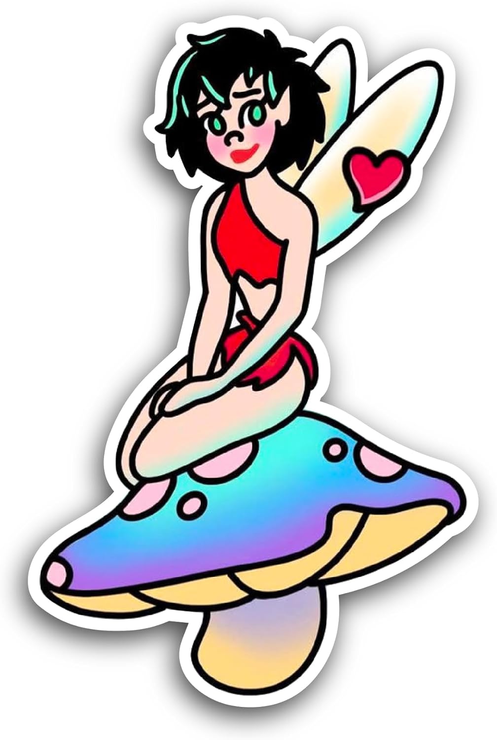 2 (Pieces) 3" and 5" Whimsical Fairy Sticker, Waterproof Vinyl Decals for Many Purpose Like Cars, Trucks, Laptops, Phones, Windows and More