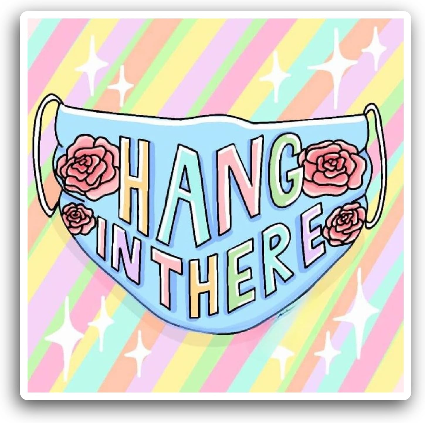 2 (Pieces) 3" and 5" Hang in There Text Sticker, Waterproof Vinyl Decals for Many Purpose Like Cars, Trucks, Laptops, Phones, Windows and More