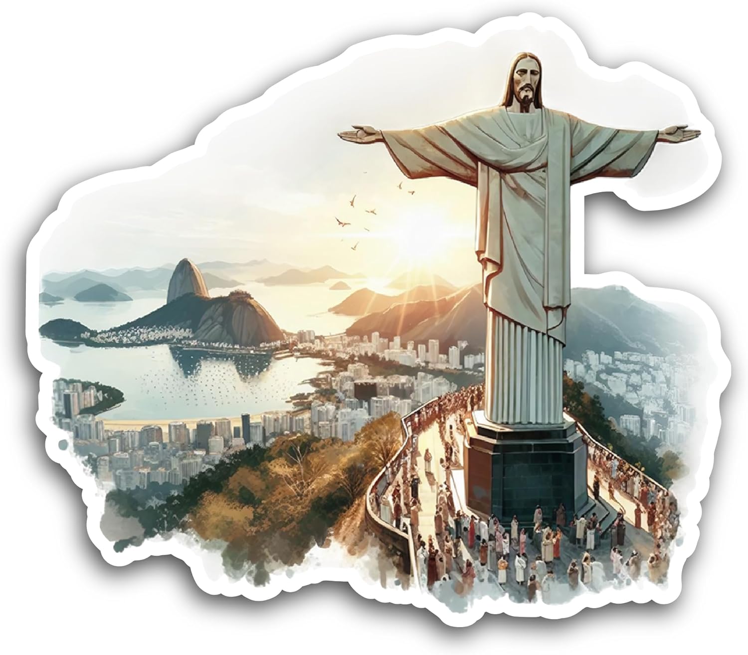 2 (Pieces) 3" and 5" Christ Statue Sticker, Waterproof Vinyl Decals for Many Purpose Like Cars, Trucks, Laptops, Phones, Windows and More