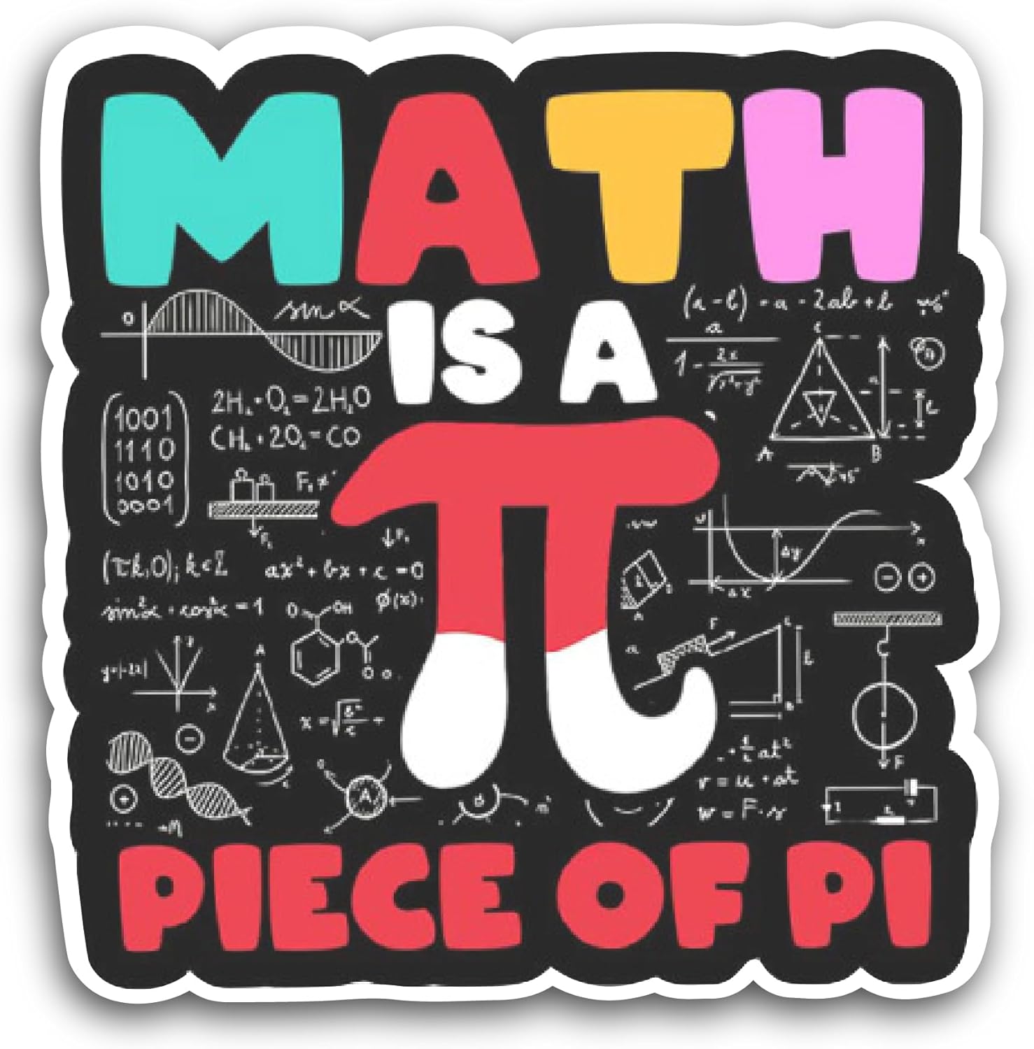 2 (Pieces) 3" and 5" Math is A Piece of Pi Sticker, Waterproof Vinyl Decals for Many Purpose Like Cars, Trucks, Laptops, Phones, Windows and More