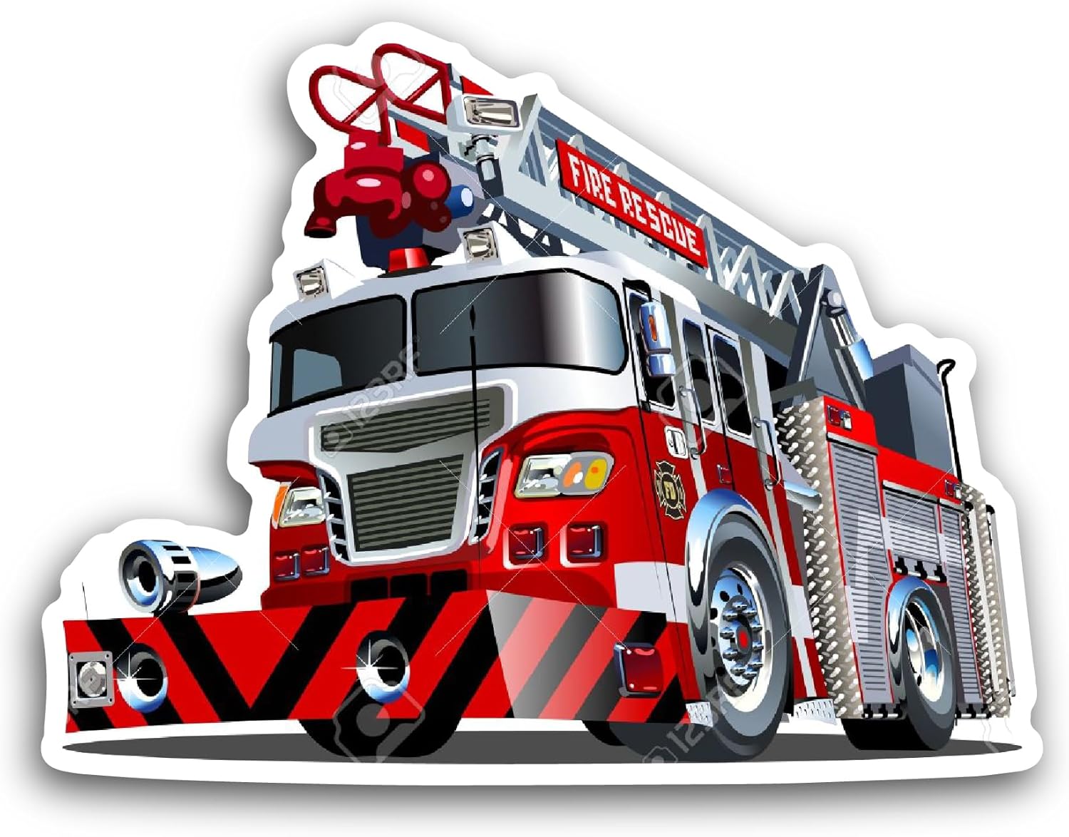 2 (Pieces) 3" and 5" Fire Truck Sticker, Waterproof Vinyl Decals for Many Purpose Like Cars, Trucks, Laptops, Phones, Windows and More