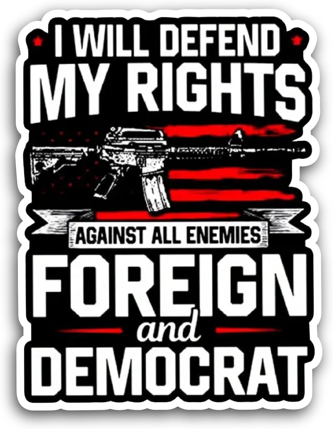 2 (Pieces) 3" and 5" I Will Defend My Rights Sticker, Waterproof Vinyl Decals for Many Purpose Like Cars, Trucks, Laptops, Phones, Windows and More