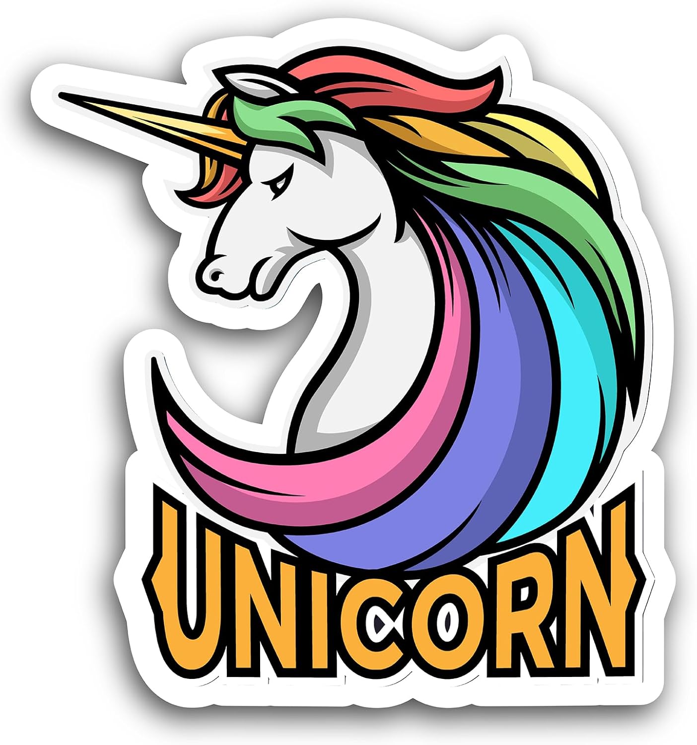 2 (Pieces) 3" and 5" Rainbow Unicorn Decal Sticker, Waterproof Vinyl Decals for Many Purpose Like Cars, Trucks, Laptops, Phones, Windows and More