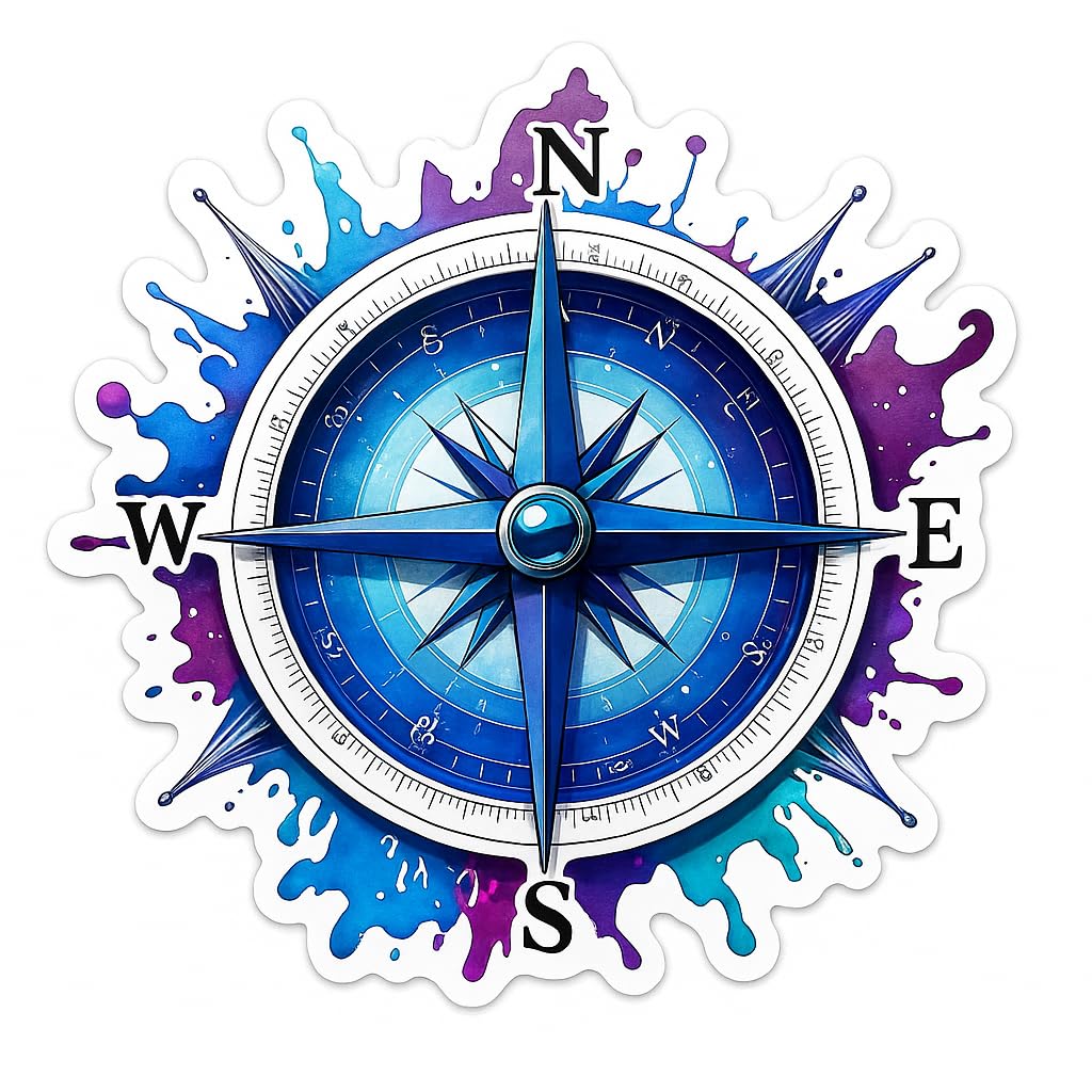 Not All Who Wander are Lost Compass Vinyl Sticker Decal 5" Waterproof Vinyl Decals for Many Purpose 