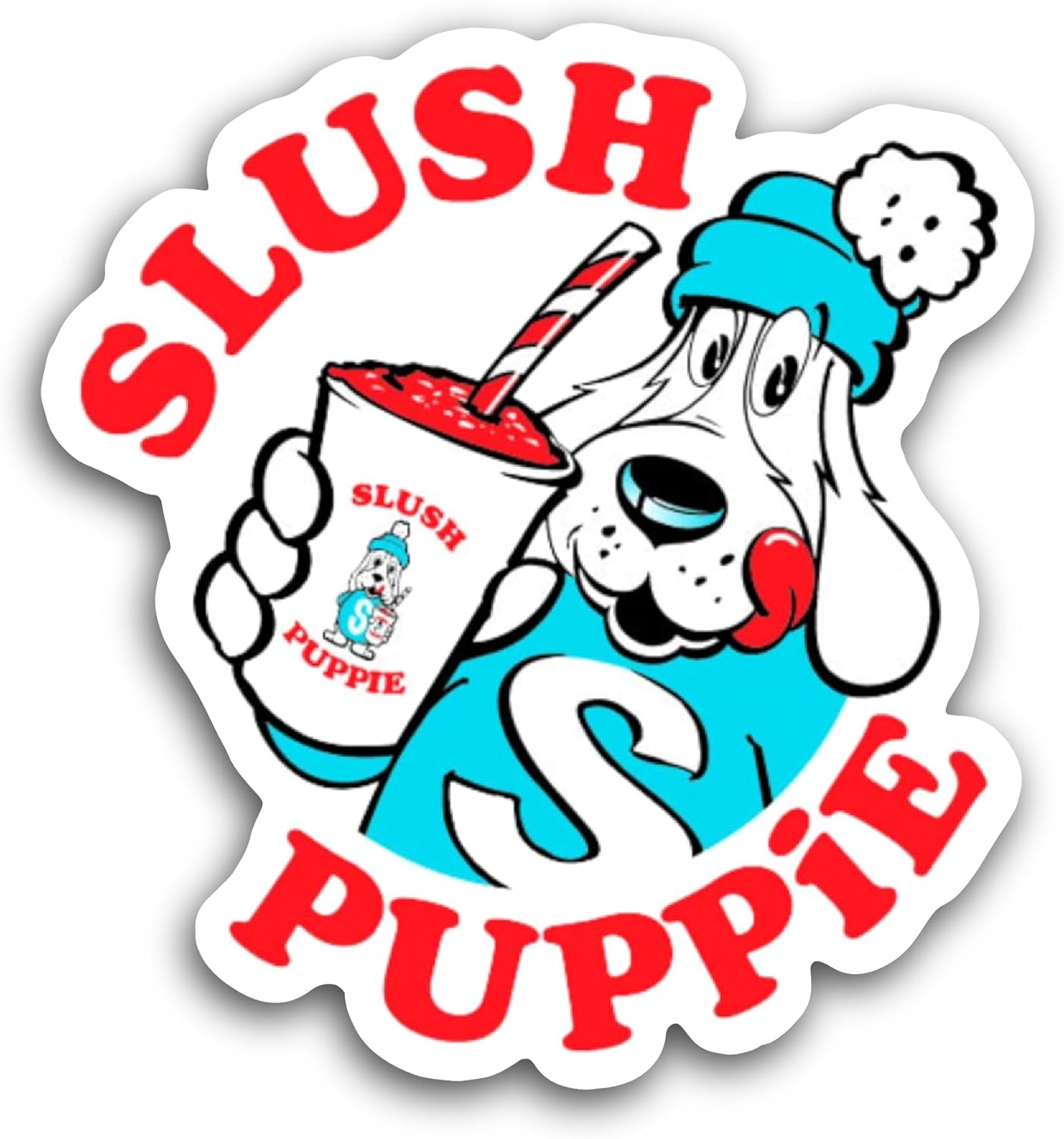 2 (Pieces) 3" and 5" Slush Puppie Text Sticker, Waterproof Vinyl Decals for Many Purpose Like Cars, Trucks, Laptops, Phones, Windows and More