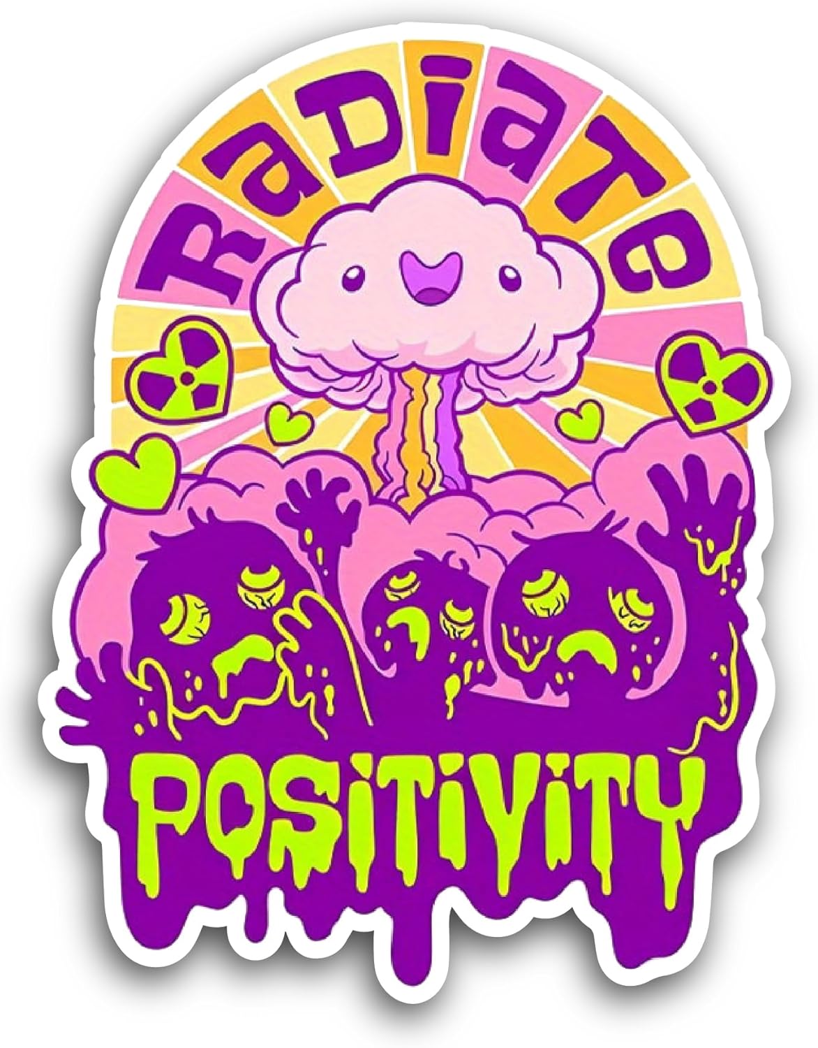 2 (Pieces) 3" and 5" Radiate P0sitivity Sticker, Waterproof Vinyl Decals for Many Purpose Like Cars, Trucks, Laptops, Phones, Windows and More