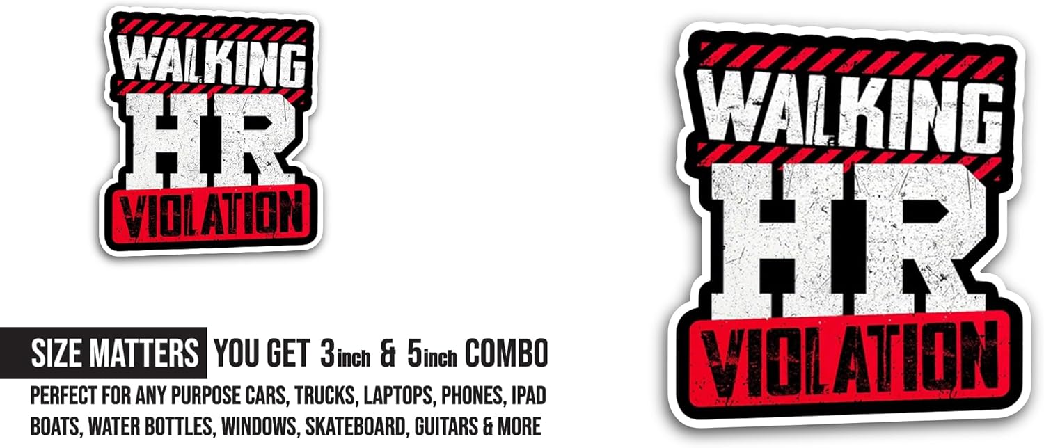 2 (Pieces) 3" and 5" Hr Violation Sticker, Waterproof Vinyl Decals for Many Purpose Like Cars, Trucks, Laptops, Phones, Windows and More