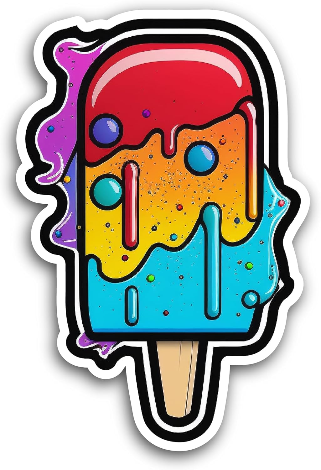 2 (Pieces) 3" and 5" Colorful Popsicle Sticker, Waterproof Vinyl Decals for Many Purpose Like Cars, Trucks, Laptops, Phones, Windows and More