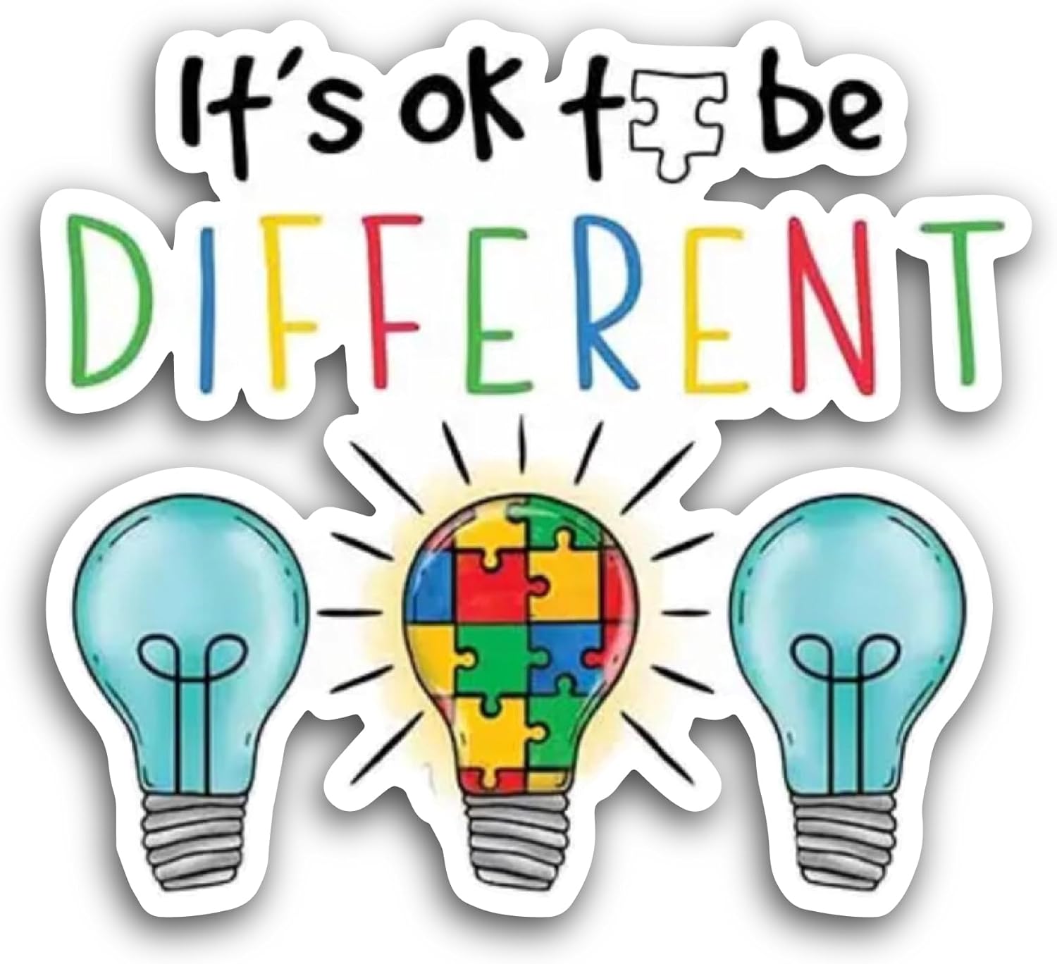 2 (Pieces) 3" and 5" Its Ok to Be Different Sticker, Waterproof Vinyl Decals for Many Purpose Like Cars, Trucks, Laptops, Phones, Windows and More
