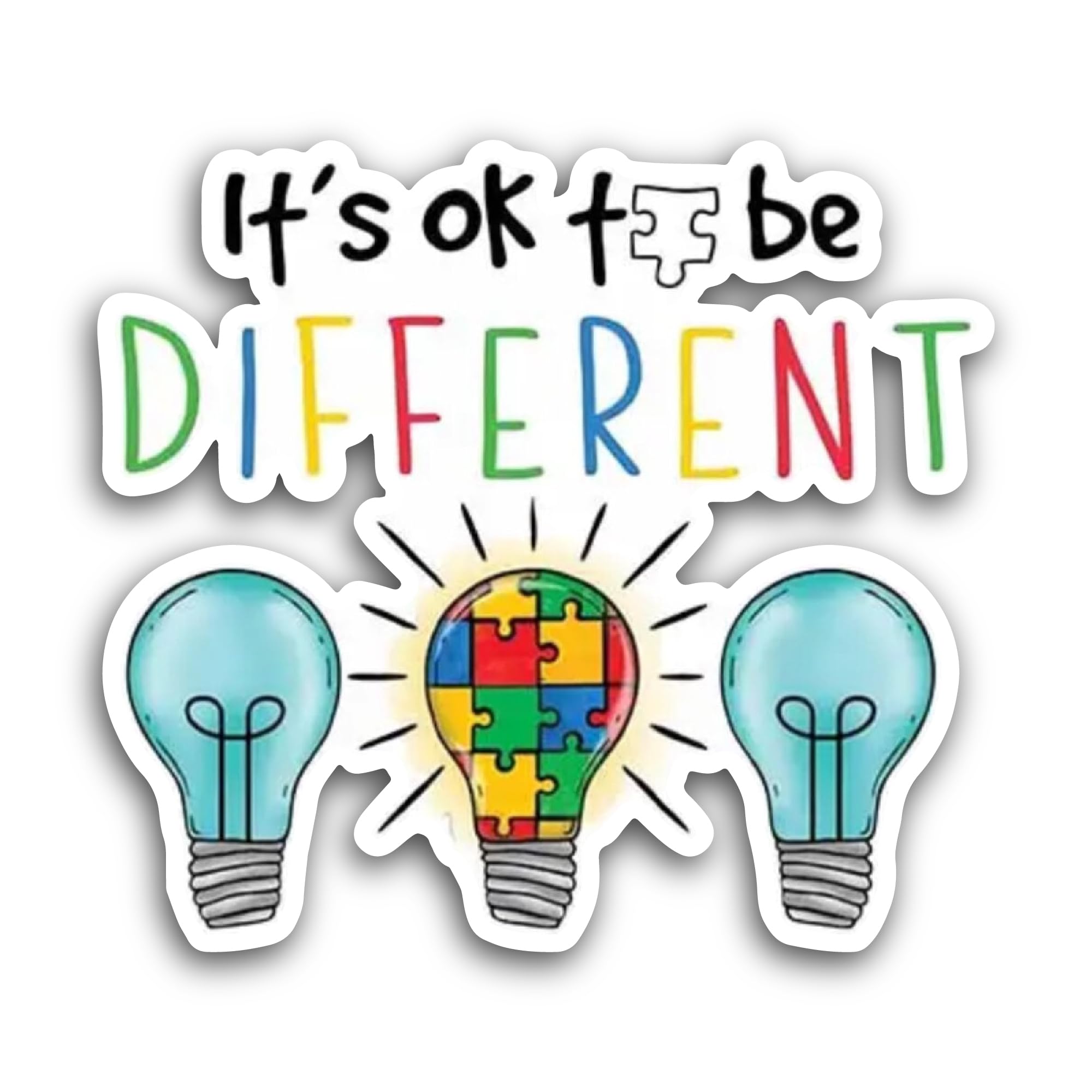 2 (Pieces) 3" and 5" Its Ok to Be Different Sticker, Waterproof Vinyl Decals for Many Purpose Like C