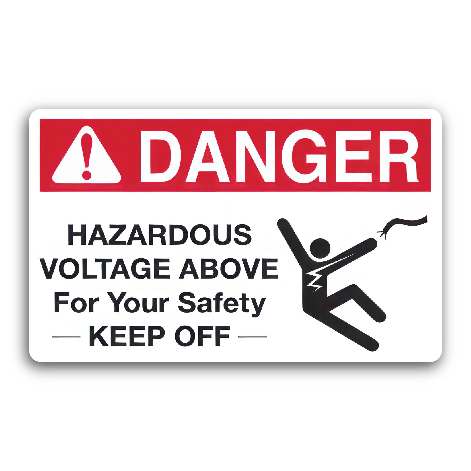 2 (Pieces) 3" and 5" Danger Hazardous Voltage Above Keep Off Decal Sticker, Waterproof Vinyl Decals 