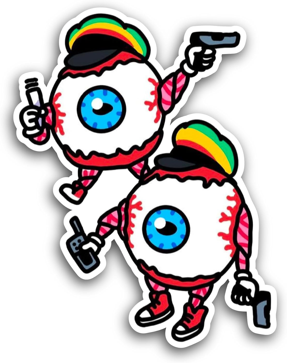 2 (Pieces) 3" and 5" Cartoon Eye Balls Sticker, Waterproof Vinyl Decals for Many Purpose Like Cars, Trucks, Laptops, Phones, Windows and More