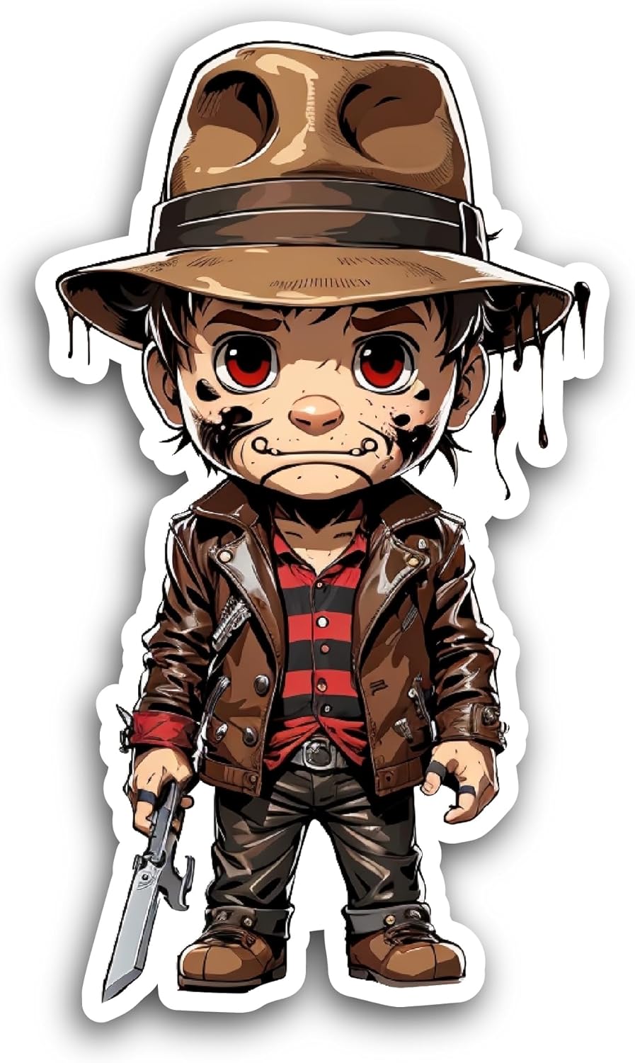 2 (Pieces) 3" and 5" Zombie Boy Sticker, Waterproof Vinyl Decals for Many Purpose Like Cars, Trucks, Laptops, Phones, Windows and More