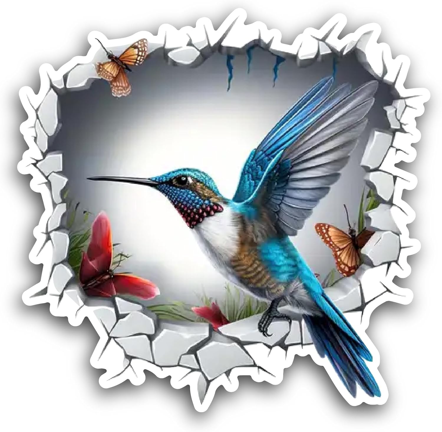 2 (Pieces) 3" and 5" Hummingbird Sticker, Waterproof Vinyl Decals for Many Purpose Like Cars, Trucks, Laptops, Phones, Windows and More