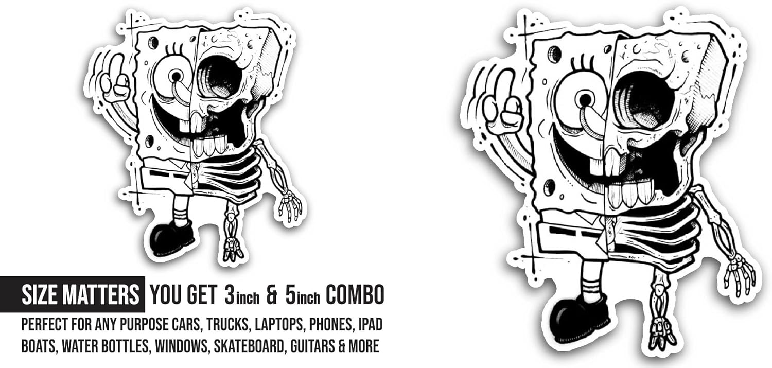 2 (Pieces) 3" and 5" Sponge Art Sticker, Waterproof Vinyl Decals for Many Purpose Like Cars, Trucks, Laptops, Phones, Windows and More