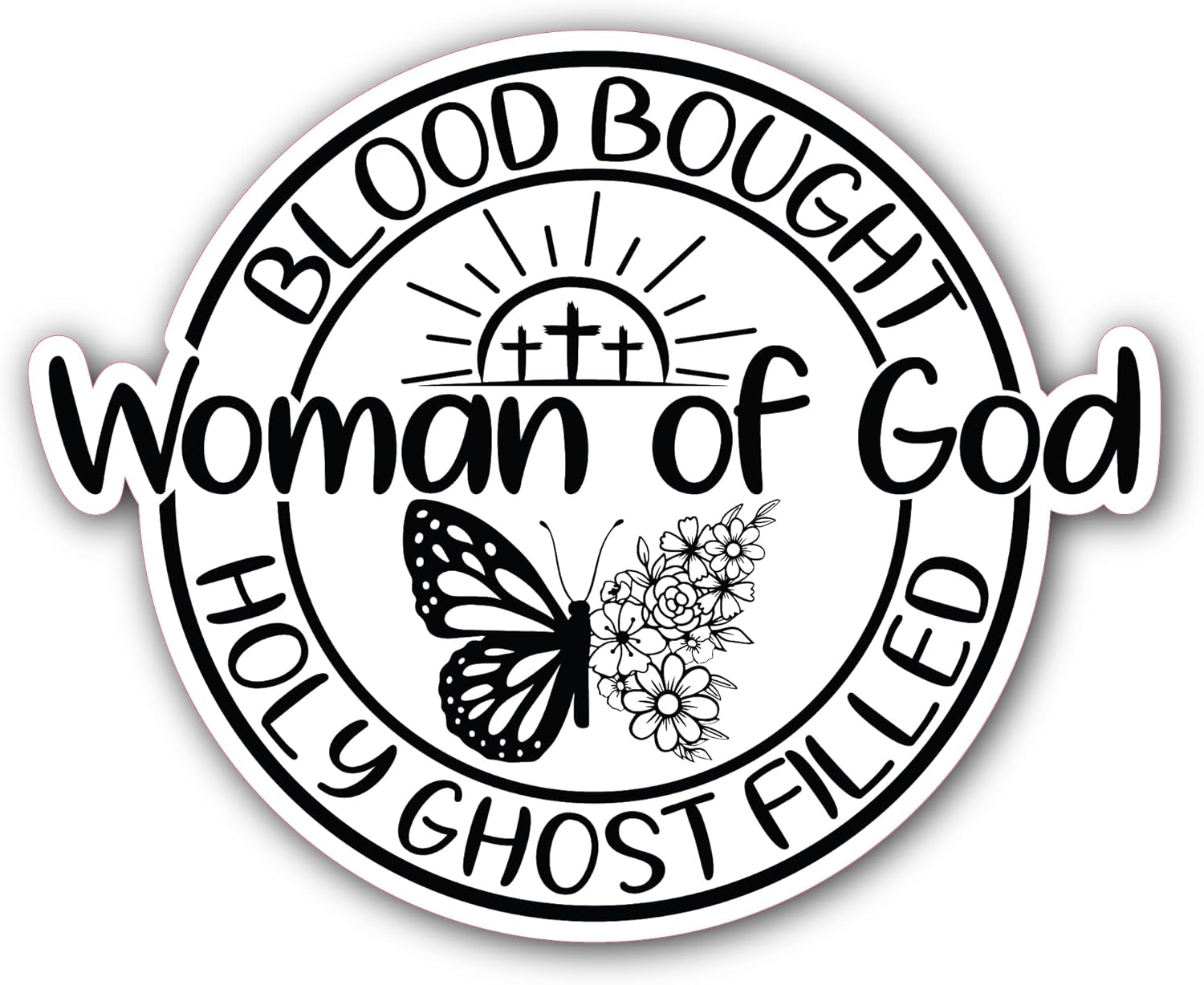 2 (Pieces) 3" and 5" Woman of God Black Text Sticker, Waterproof Vinyl Decals for Many Purpose Like Cars, Trucks, Laptops, Phones, Windows and More