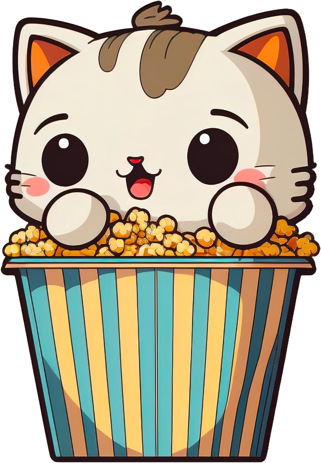 Inspirational Quote "Cat With PopCorn" Motivational Sticker Vinyl Decal Motivation Stickers- 5" Vinyl Sticker Waterproof