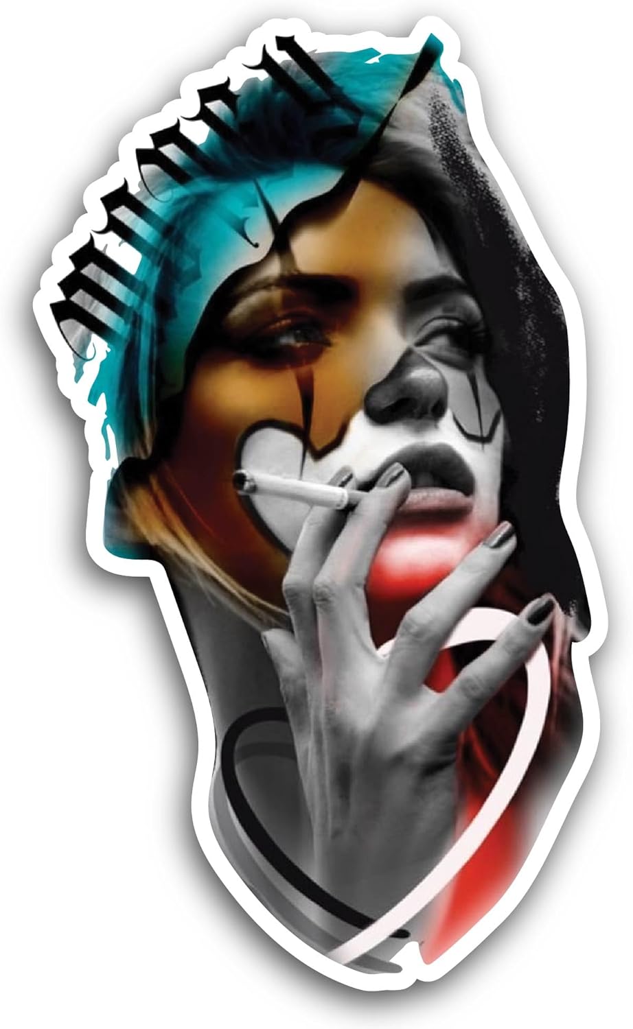 2 (Pieces) 3" and 5" Smoking Woman Sticker, Waterproof Vinyl Decals for Many Purpose Like Cars, Trucks, Laptops, Phones, Windows and More
