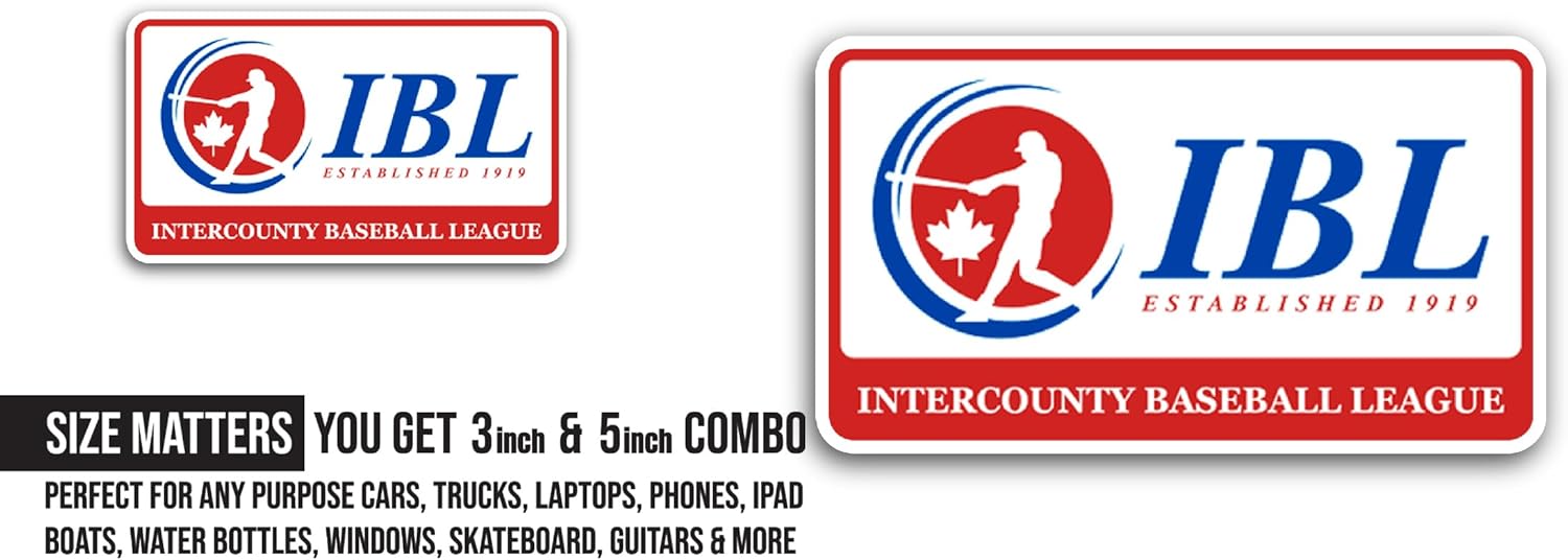 2 (Pieces) 3" and 5" Interc0unty Baseball League Sticker, Waterproof Vinyl Decals for Many Purpose Like Cars, Trucks, Laptops, Phones, Windows and More