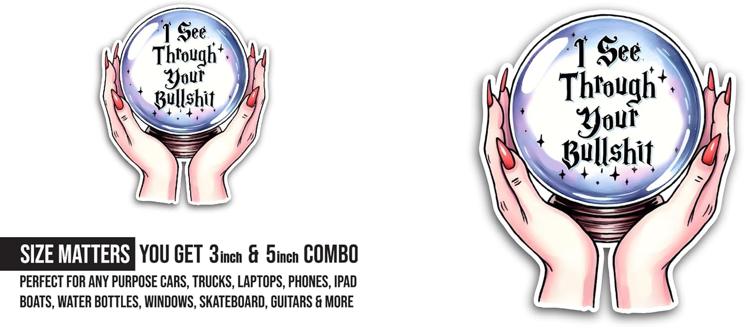 2 (Pieces) 3" and 5" I See Through Sticker, Waterproof Vinyl Decals for Many Purpose Like Cars, Trucks, Laptops, Phones, Windows and More