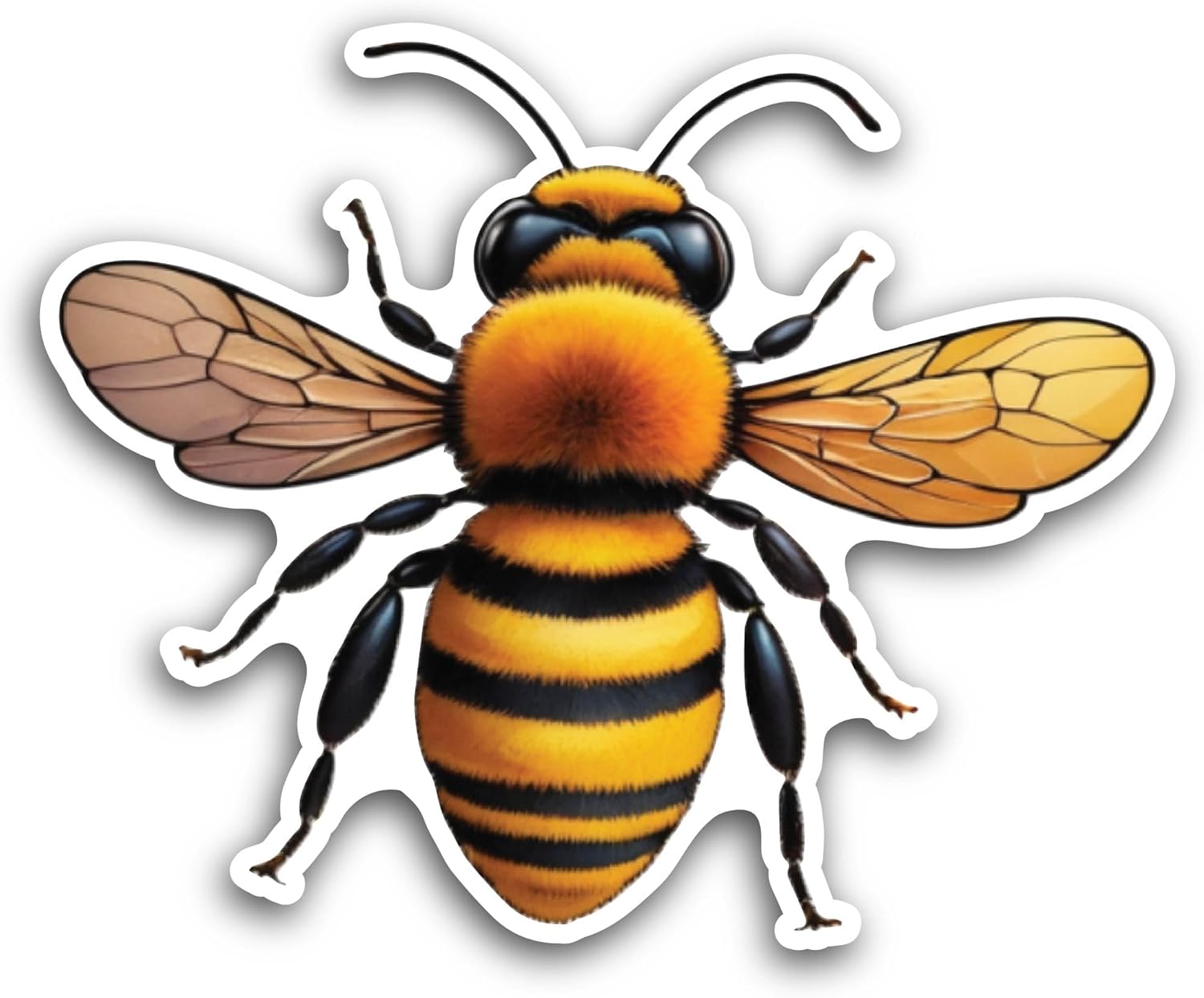 2 (Pieces) 3" and 5" Close Up of A Bee Sticker, Waterproof Vinyl Decals for Many Purpose Like Cars, Trucks, Laptops, Phones, Windows and More